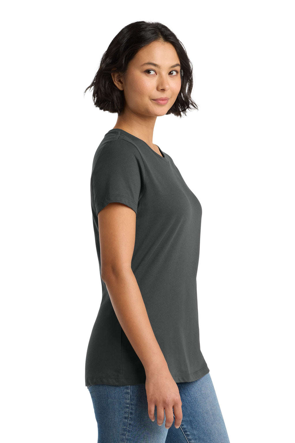 District Women's Perfect Weight Tee. DM104L - Charcoal - side