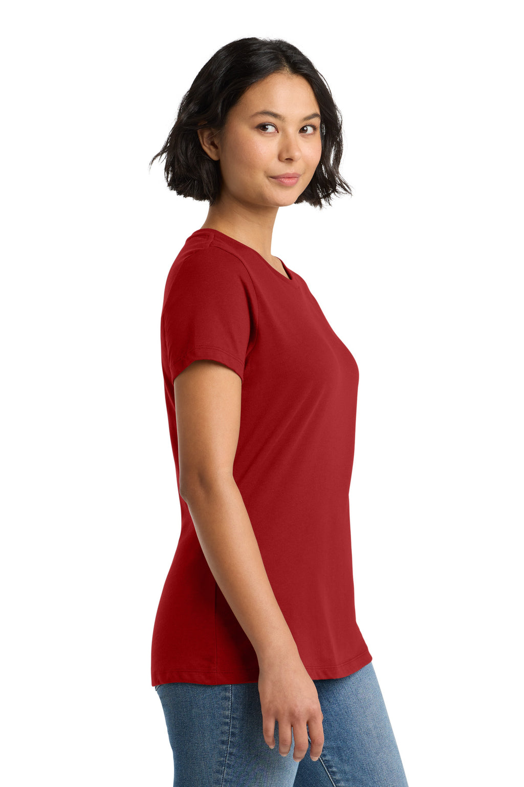 District Women's Perfect Weight Tee. DM104L - Classic Red - side