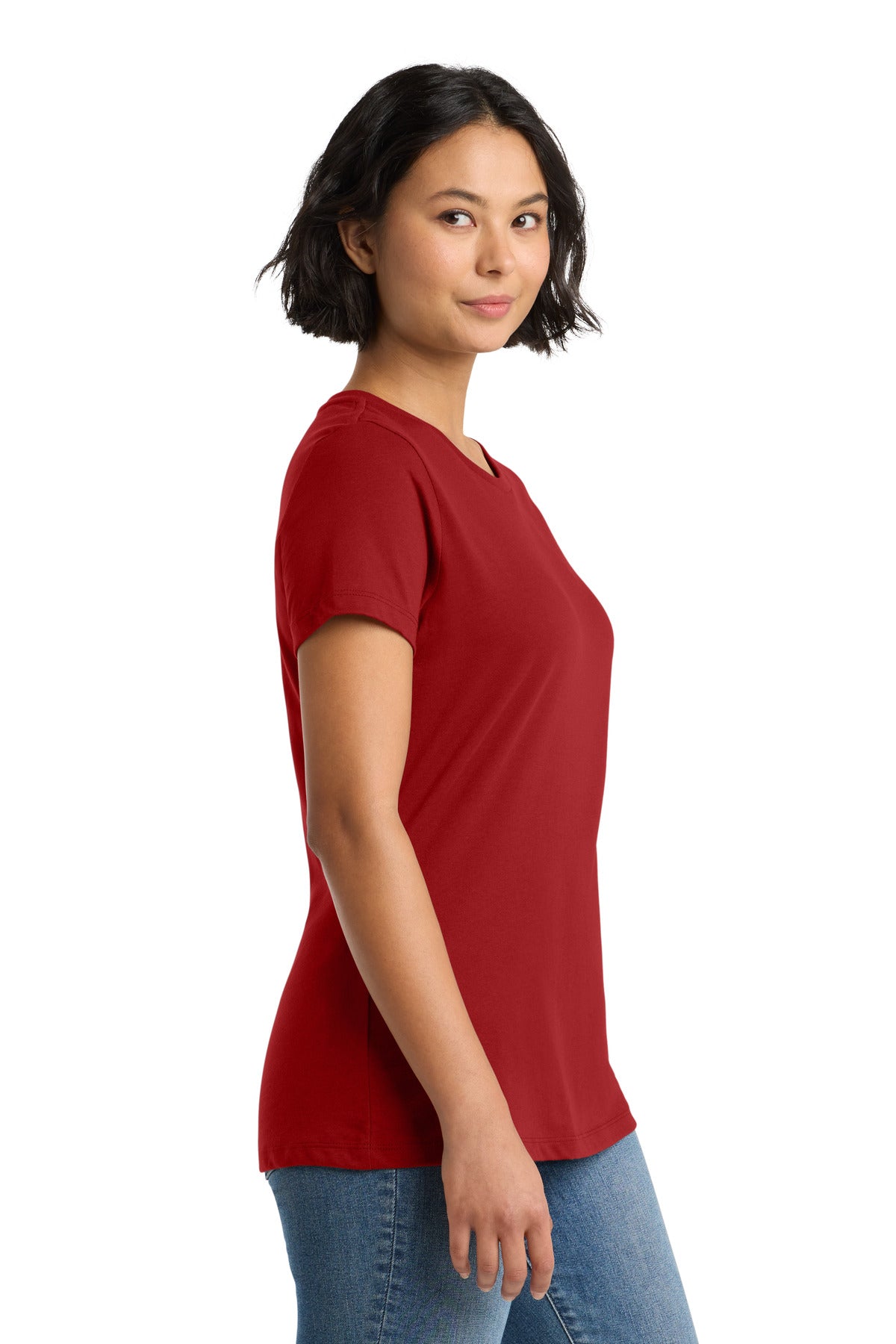 District Women's Perfect Weight Tee. DM104L - Classic Red - side