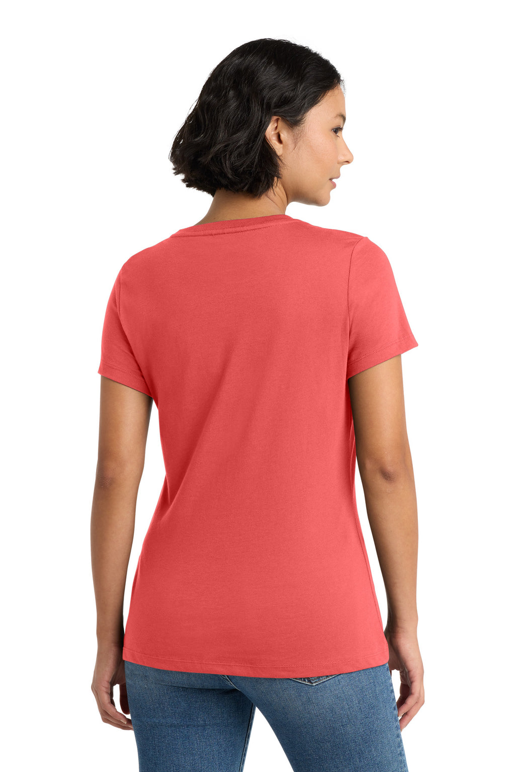 District Women's Perfect Weight Tee. DM104L - Coral - back