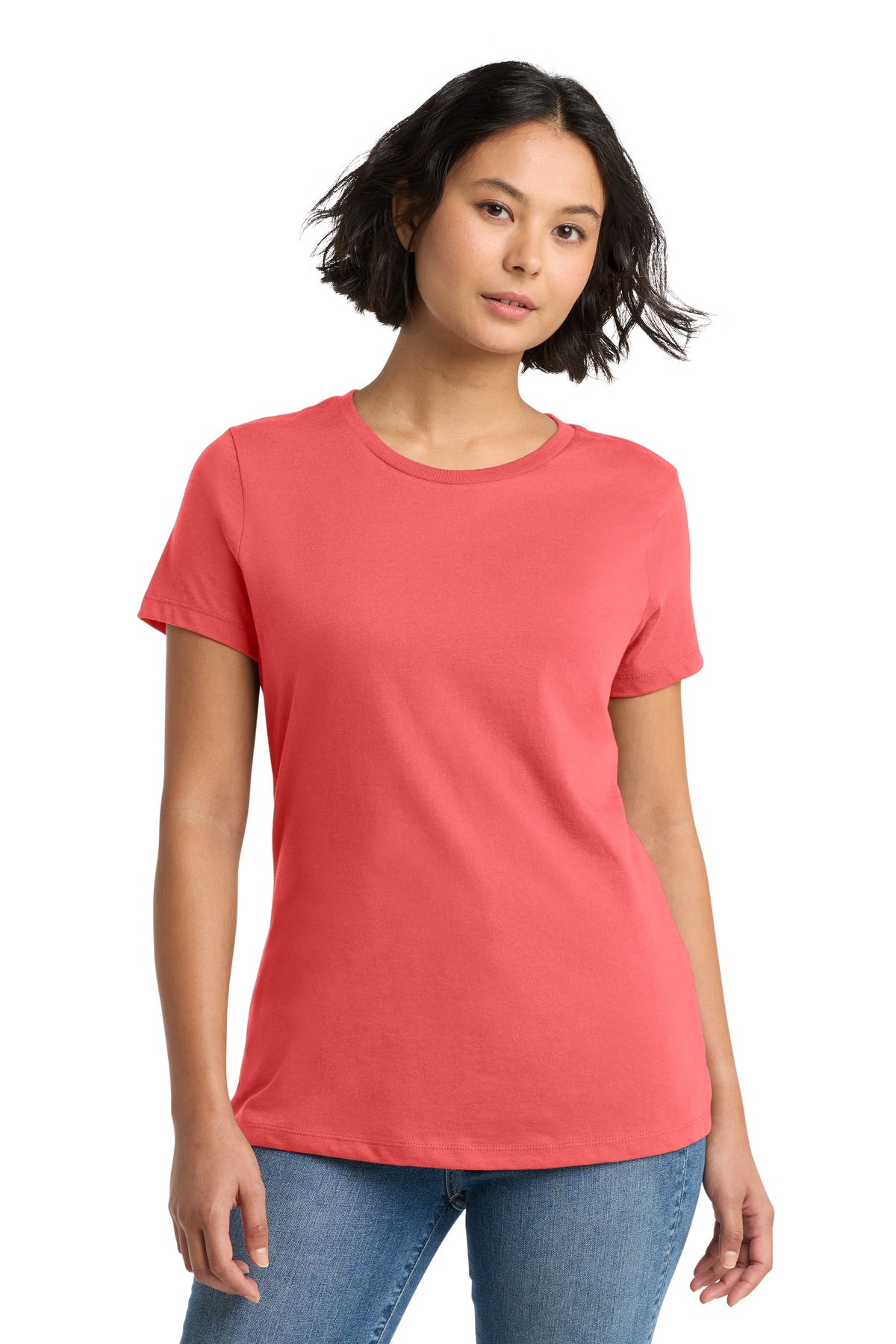 District Women's Perfect Weight Tee. DM104L - Coral - front