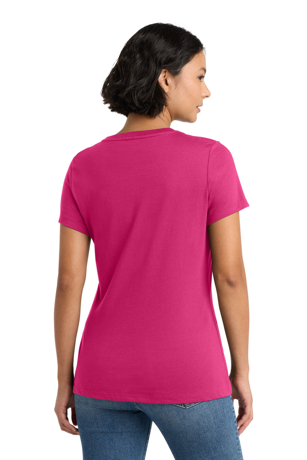 District Women's Perfect Weight Tee. DM104L - Dark Fuchsia - back