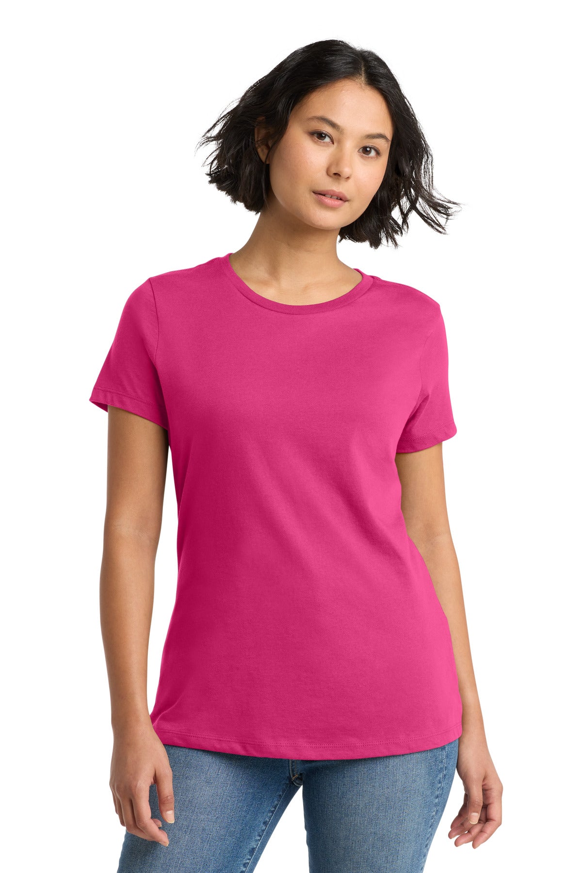 District Women's Perfect Weight Tee. DM104L - Dark Fuchsia - front