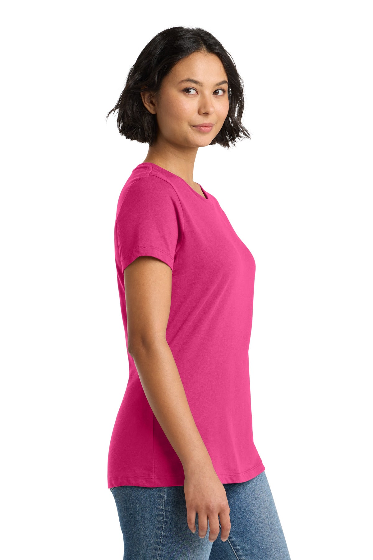 District Women's Perfect Weight Tee. DM104L - Dark Fuchsia - side