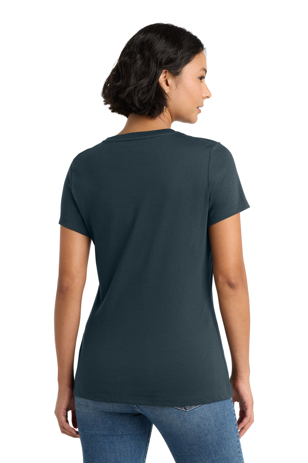 District Women's Perfect Weight Tee. DM104L - Deep Steel Blue - back