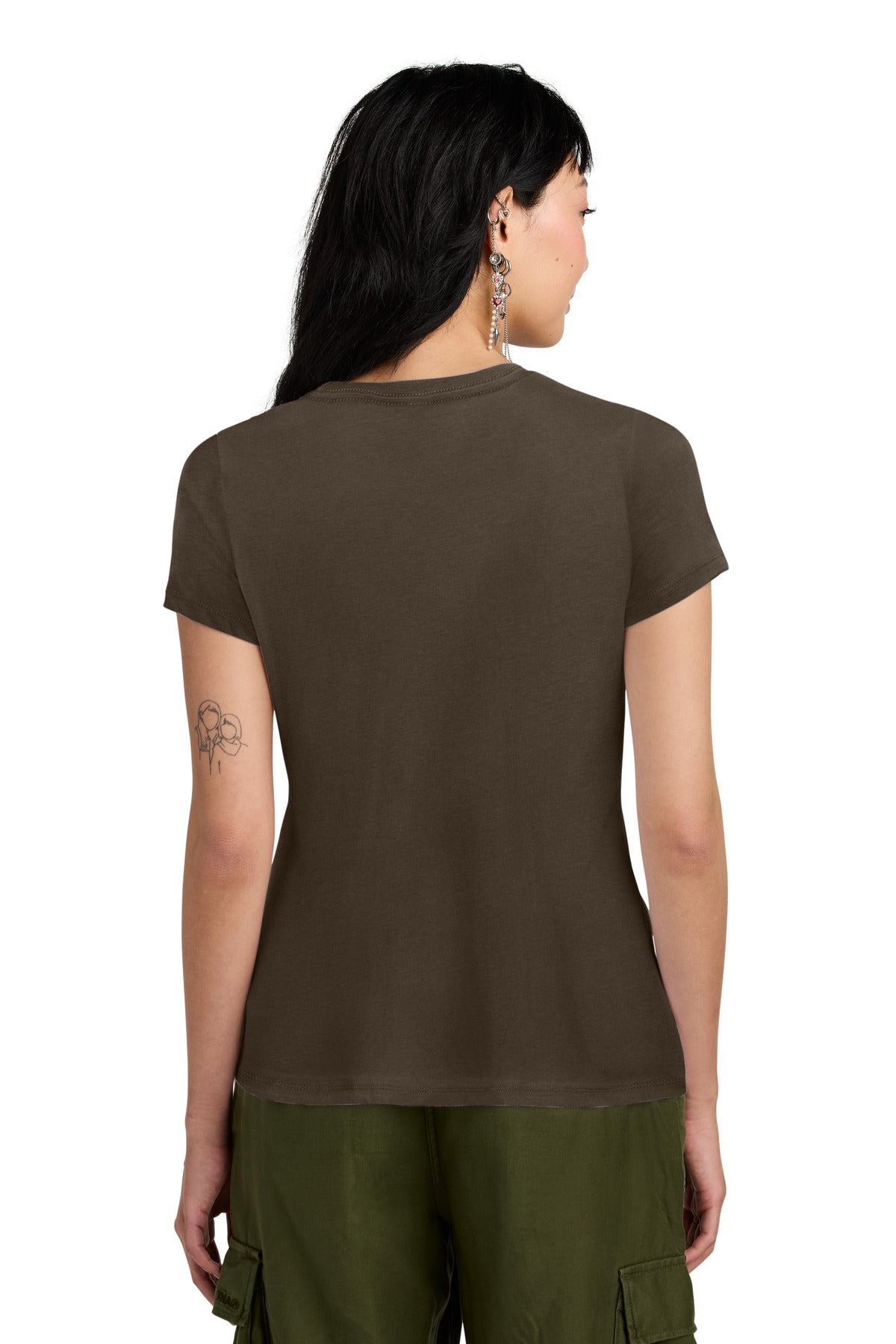 District Women's Perfect Weight Tee. DM104L - Espresso - back
