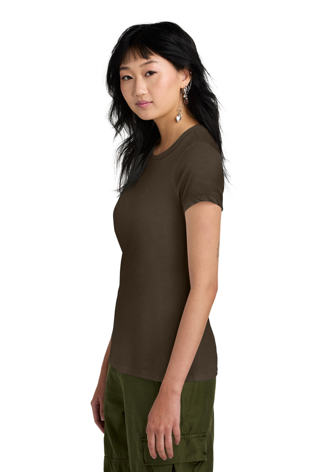 District Women's Perfect Weight Tee. DM104L - Espresso - side