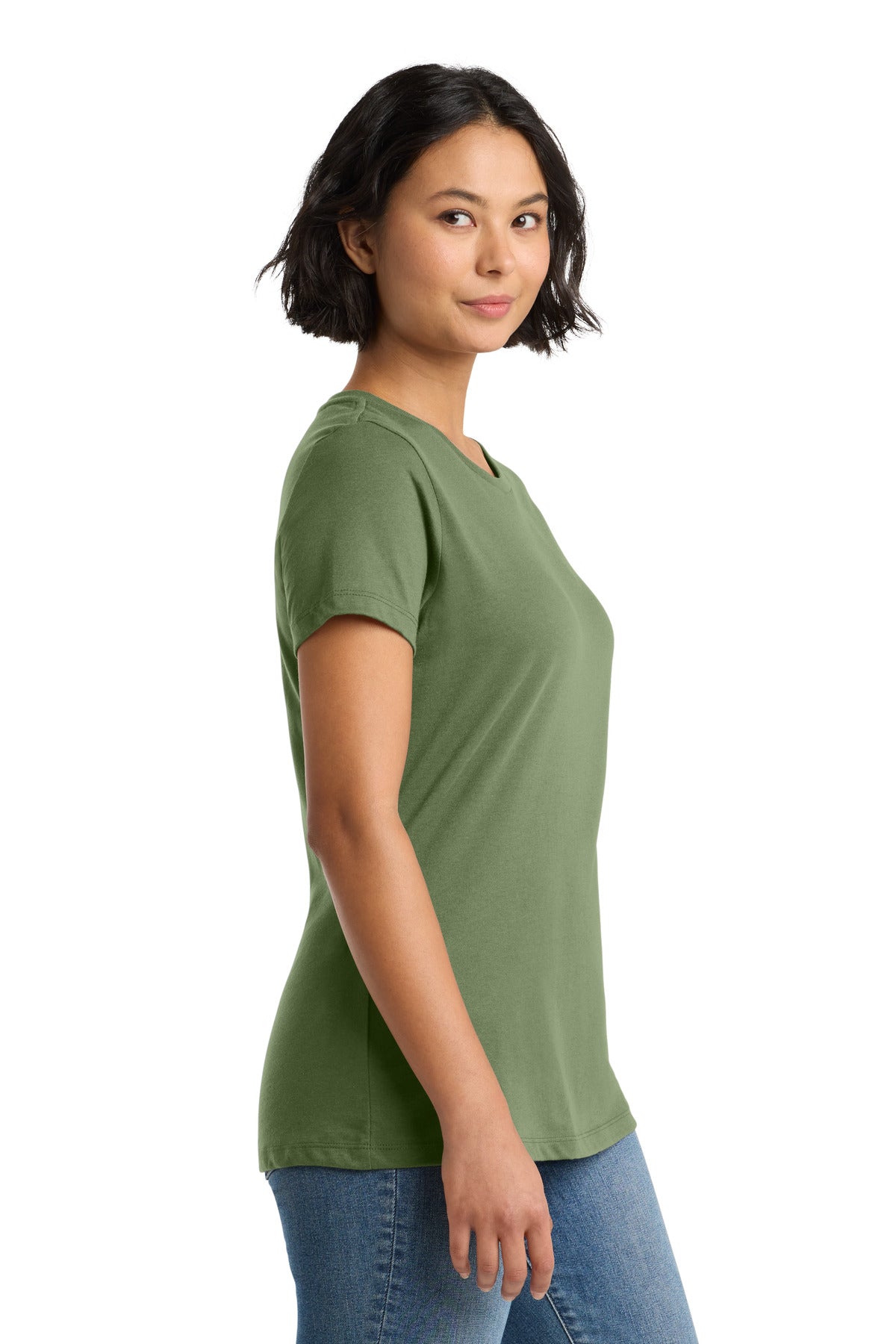 District Women's Perfect Weight Tee. DM104L - Fresh Fatigue - side