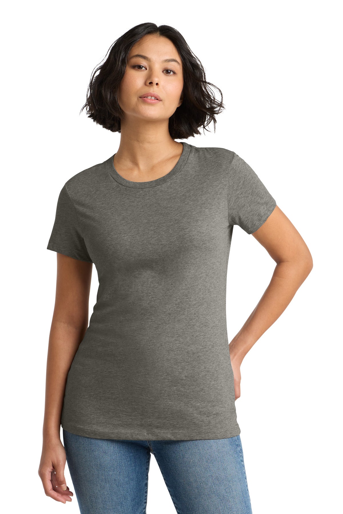 District Women's Perfect Weight Tee. DM104L - Heathered Charcoal - front
