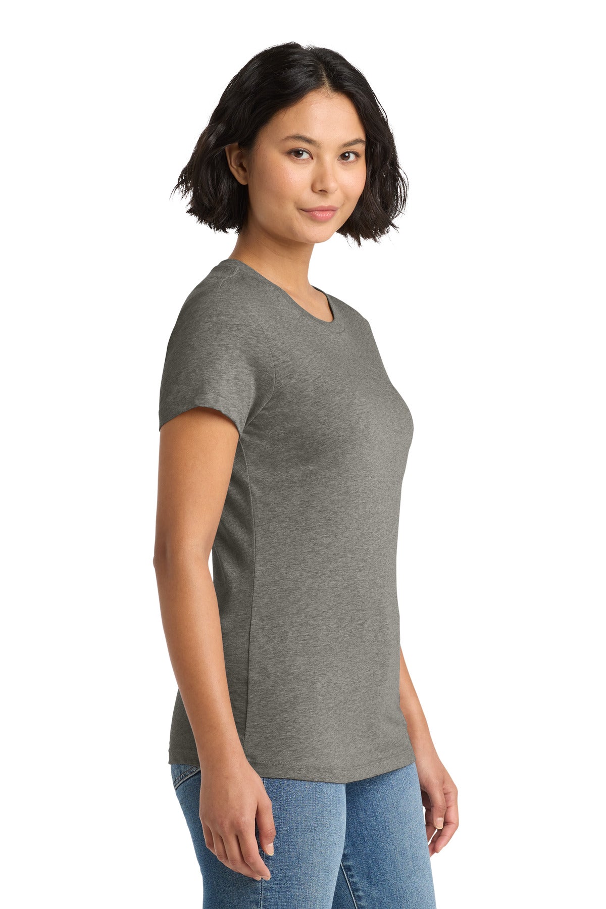 District Women's Perfect Weight Tee. DM104L - Heathered Charcoal - side