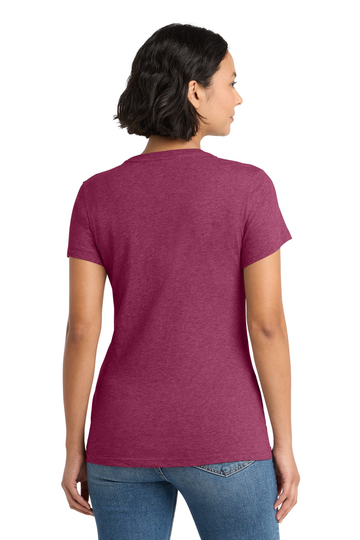 District Women's Perfect Weight Tee. DM104L - Heathered Loganberry - back