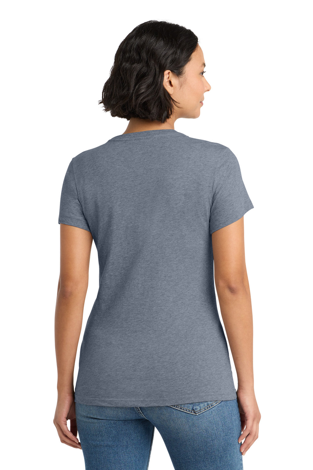 District Women's Perfect Weight Tee. DM104L - Heathered Navy - back
