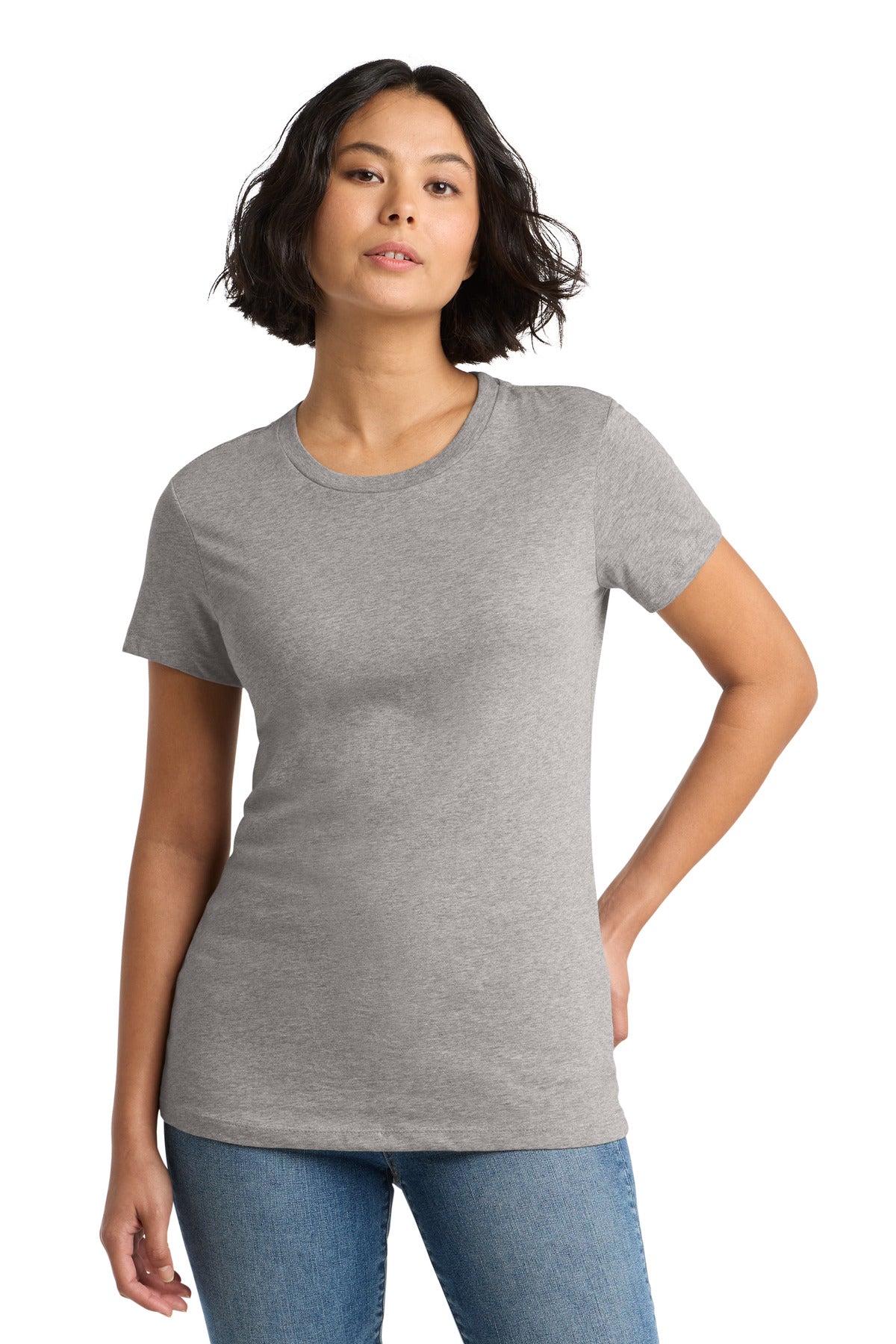 District Women's Perfect Weight Tee. DM104L - Heathered Steel - front