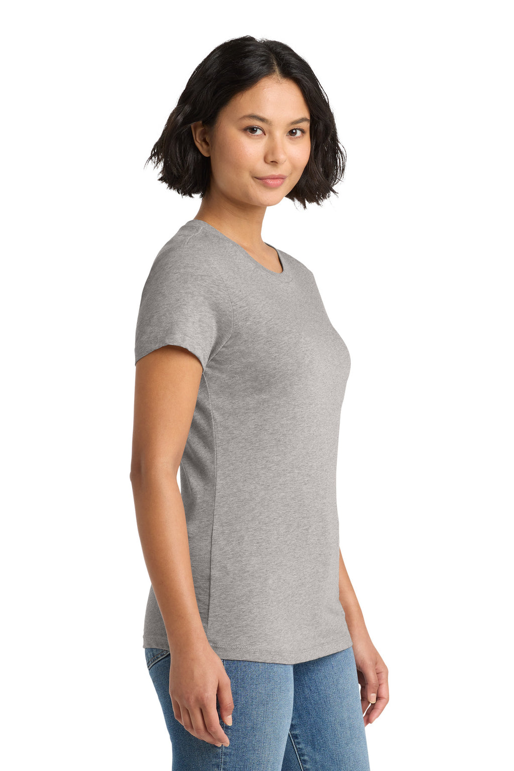 District Women's Perfect Weight Tee. DM104L - Heathered Steel - side