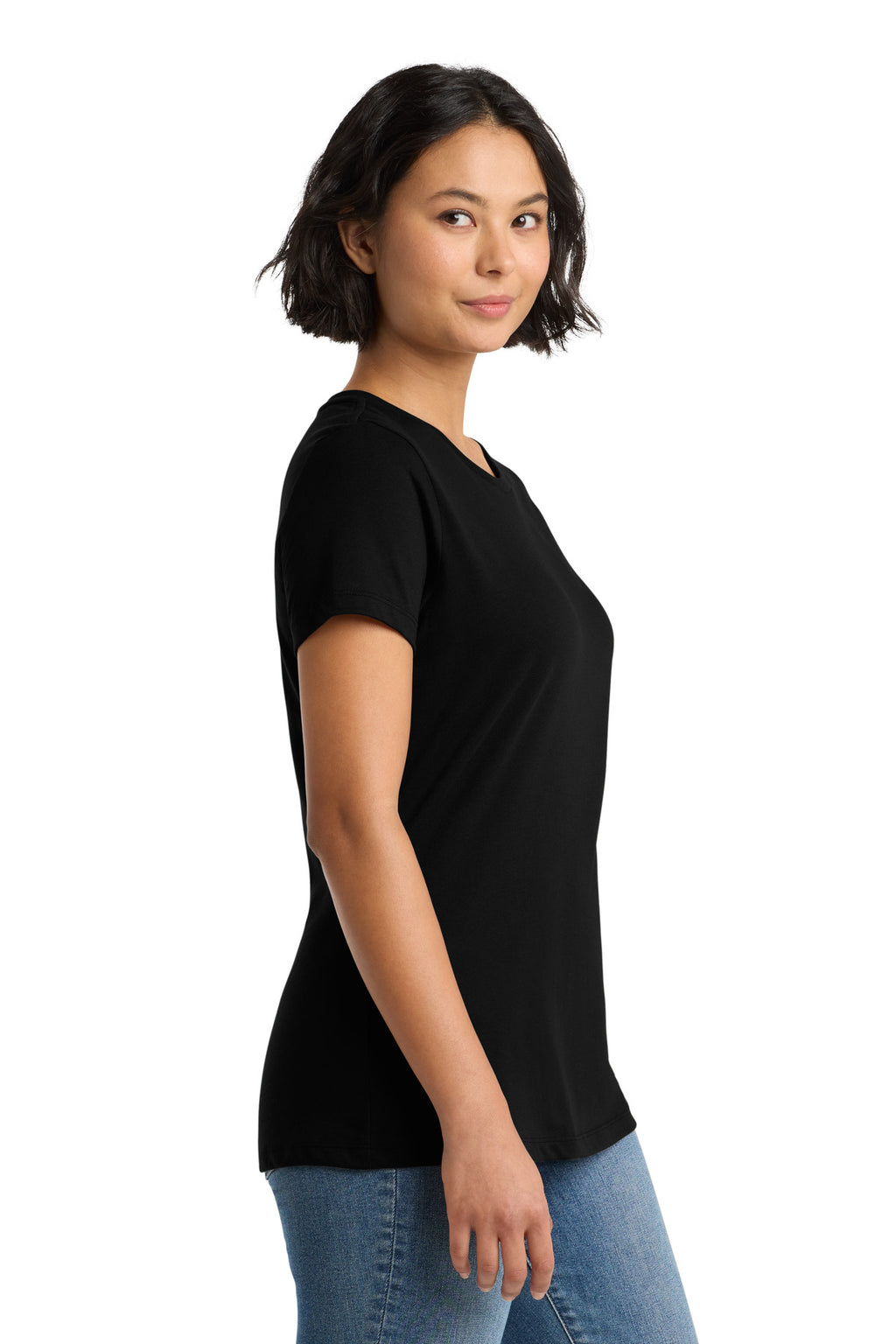 District Women's Perfect Weight Tee. DM104L - Jet Black - side