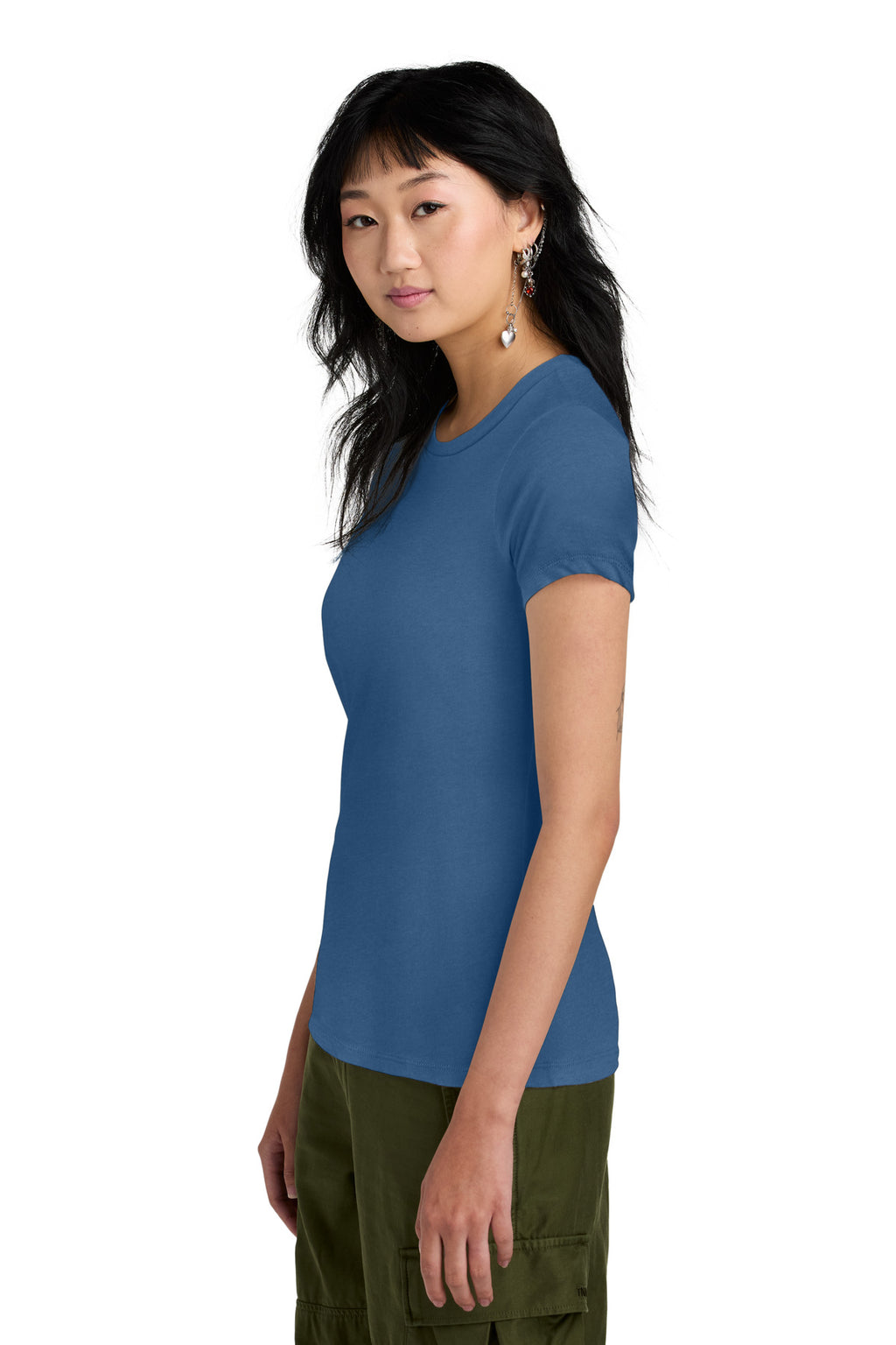 District Women's Perfect Weight Tee. DM104L - Maritime Blue - side