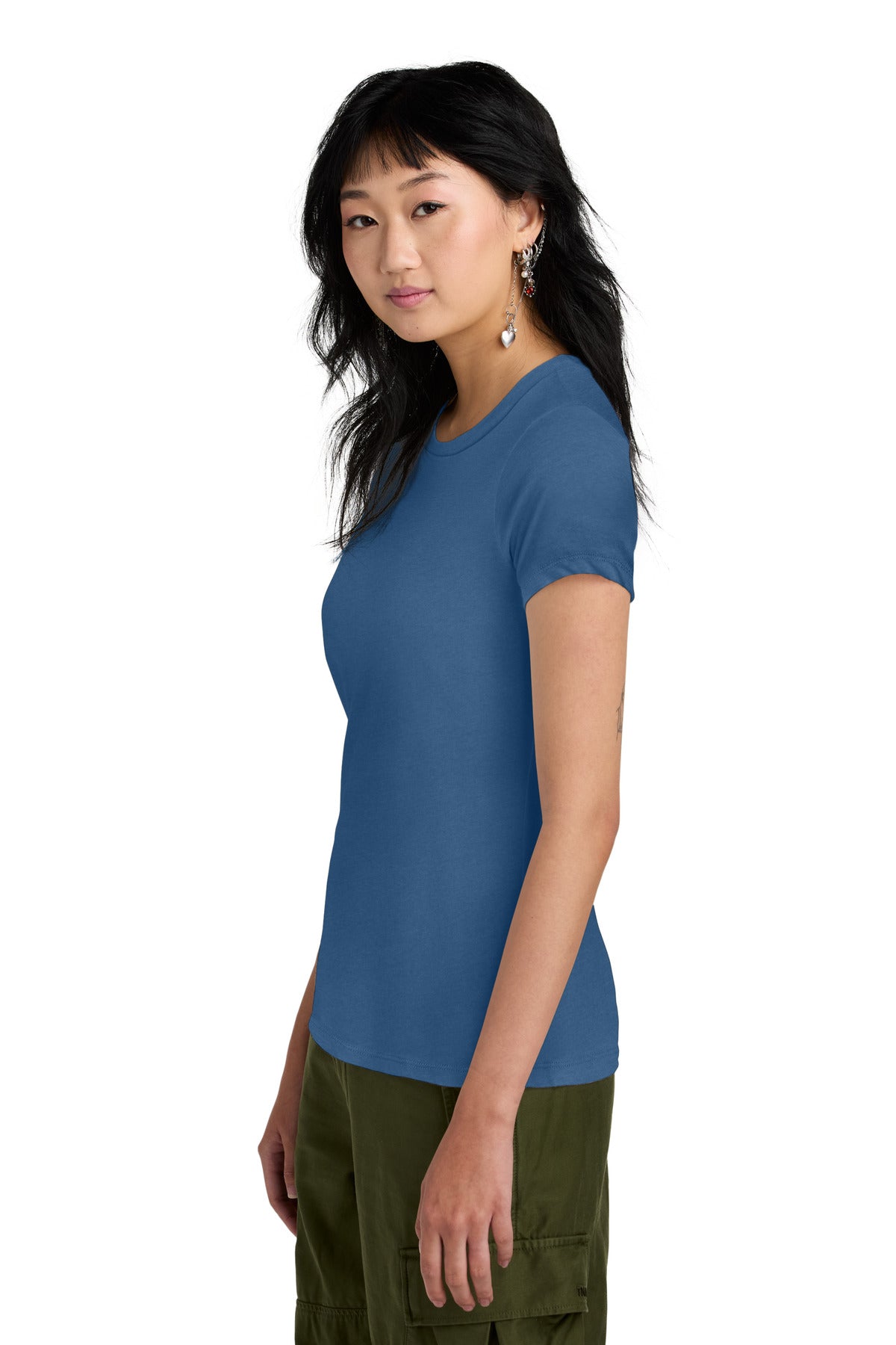 District Women's Perfect Weight Tee. DM104L - Maritime Blue - side