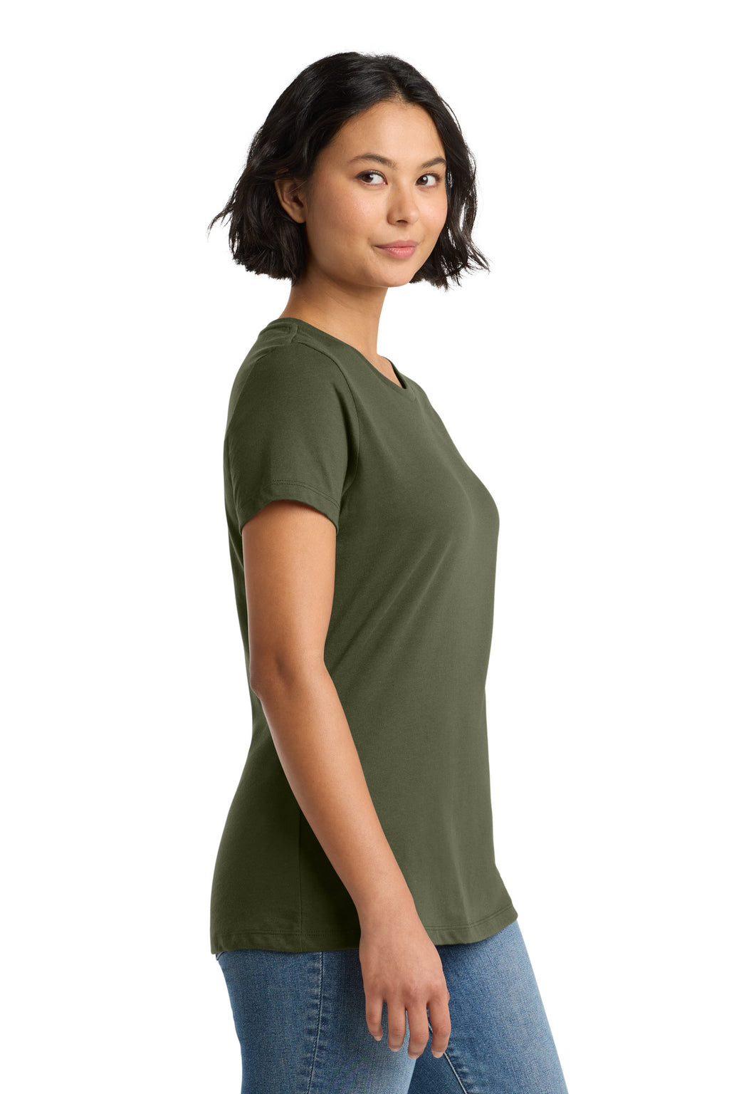 District Women's Perfect Weight Tee. DM104L - Military Green - side