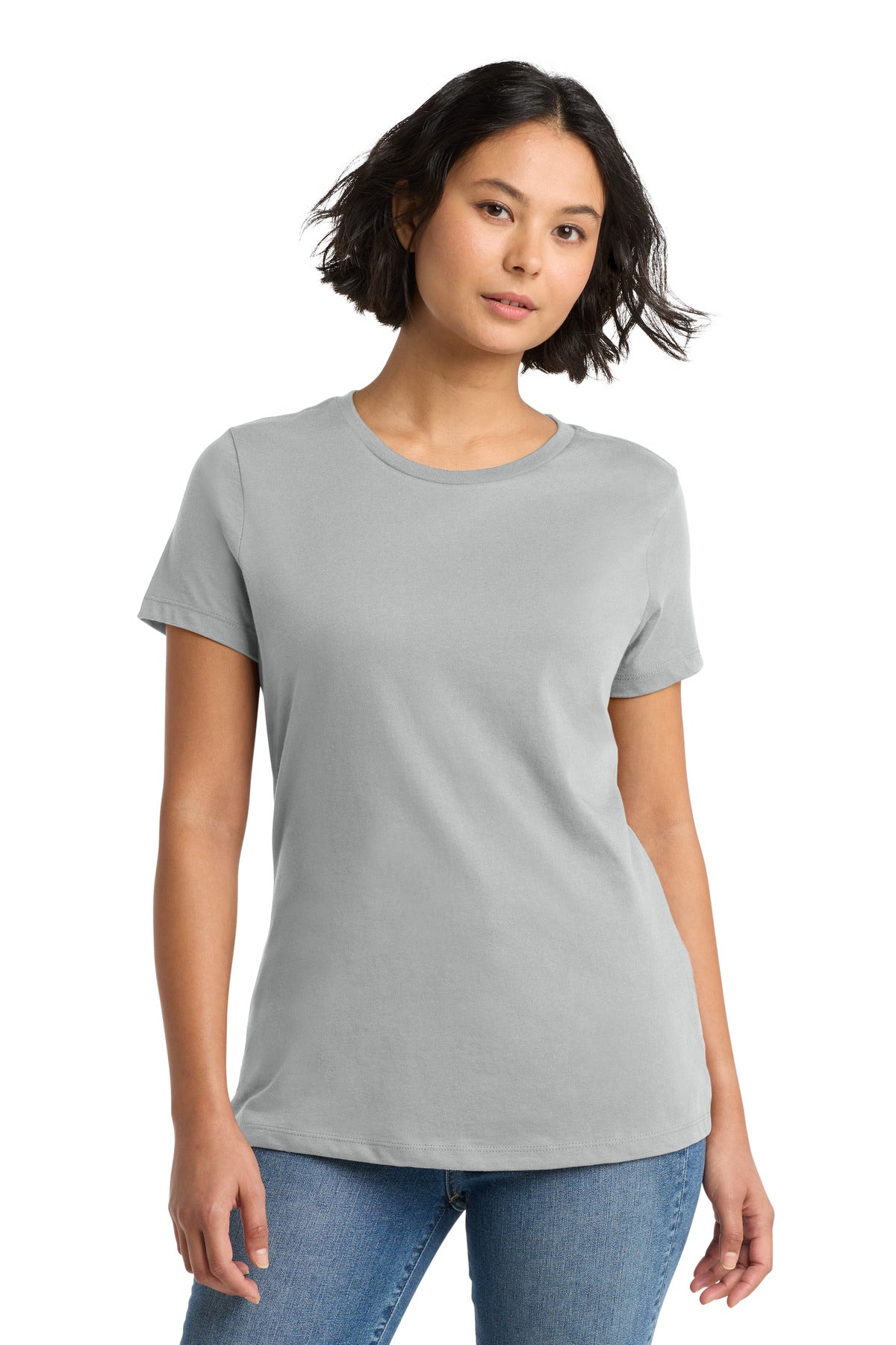District Women's Perfect Weight Tee. DM104L - Silver - front