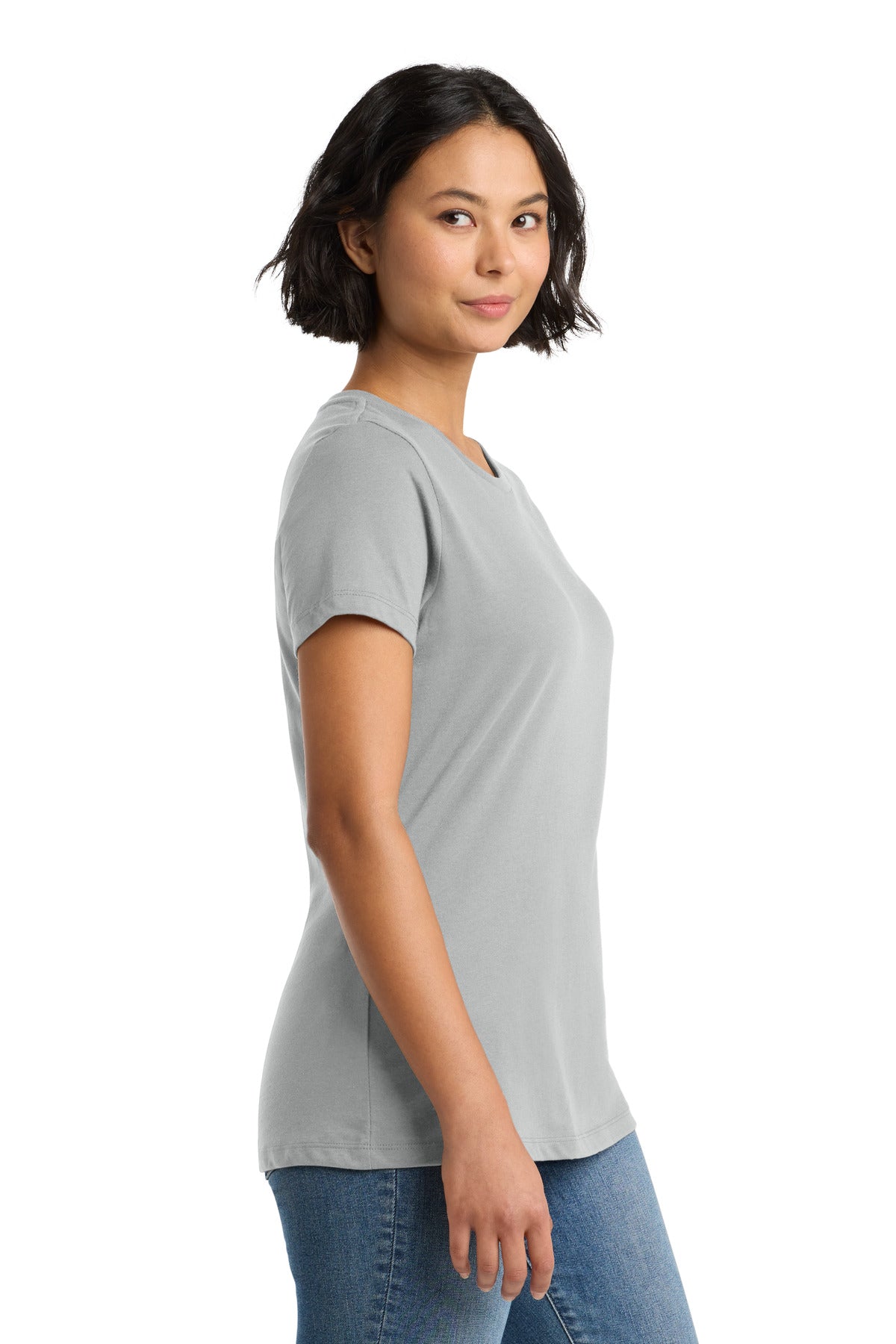 District Women's Perfect Weight Tee. DM104L - Silver - side