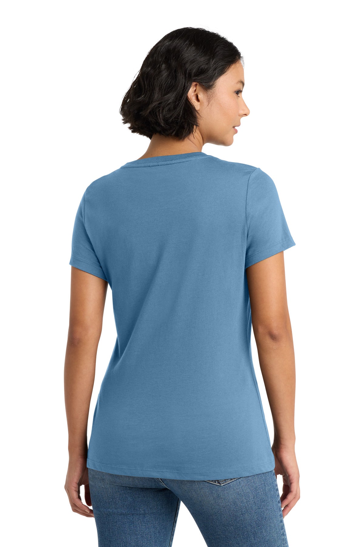 District Women's Perfect Weight Tee. DM104L - Tundra Blue - back