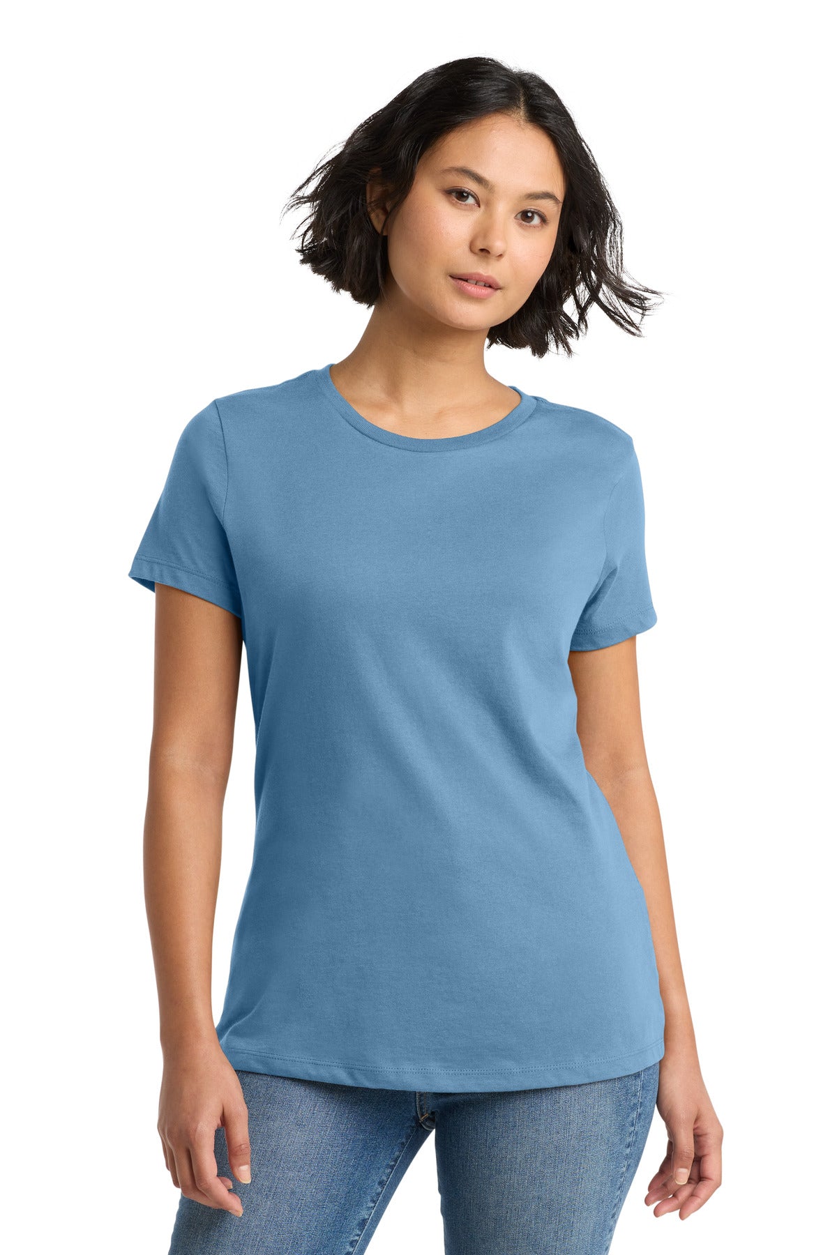 District Women's Perfect Weight Tee. DM104L - Tundra Blue - front