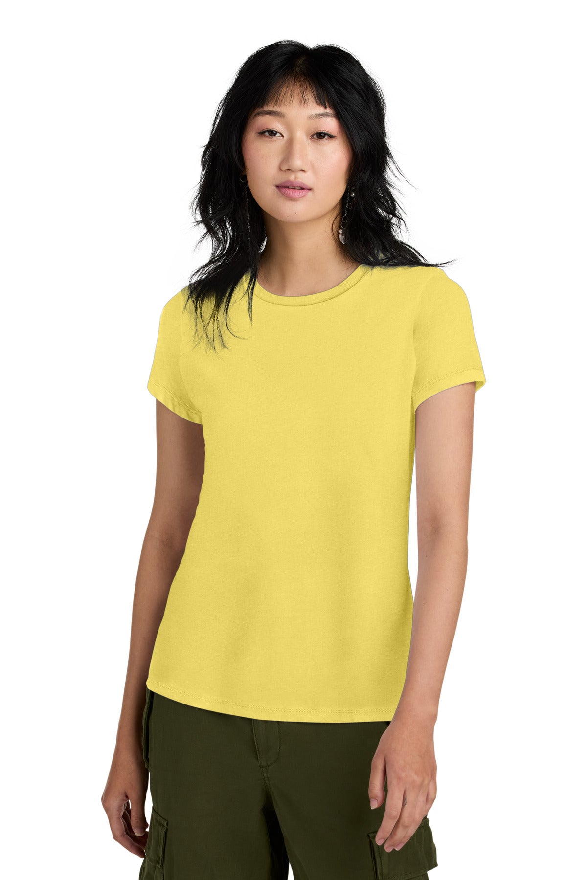 District Women's Perfect Weight Tee. DM104L - Yellow - front