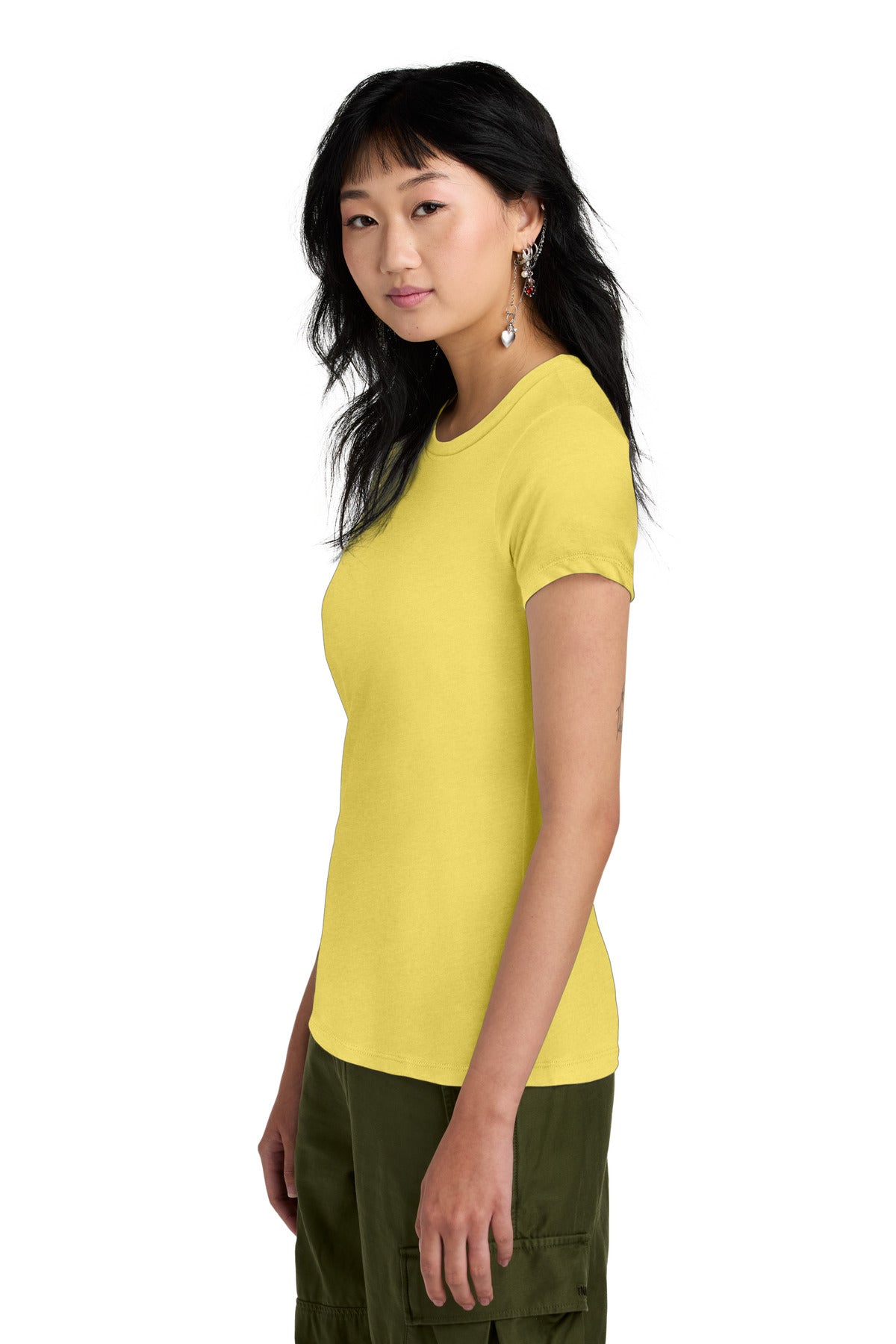 District Women's Perfect Weight Tee. DM104L - Yellow - side