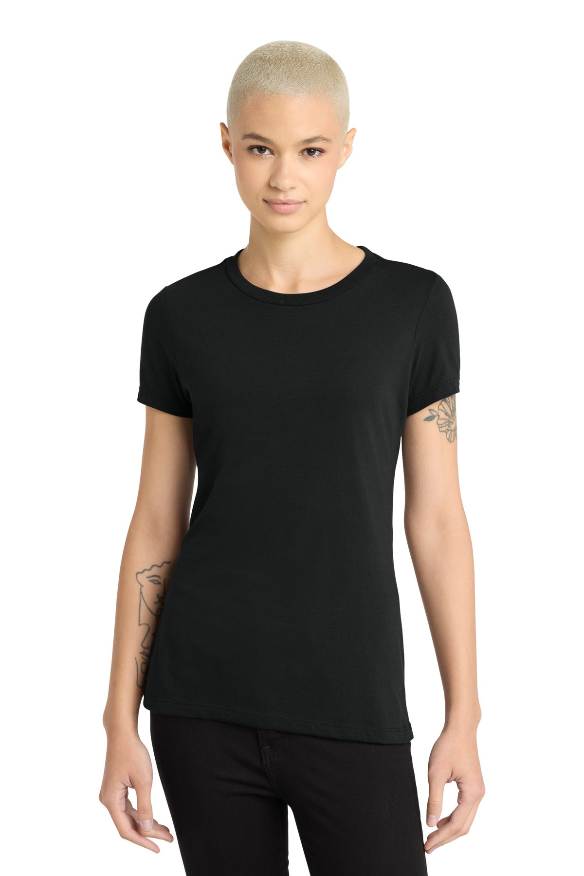 District Women's Perfect Blend CVC Tee. DM108L - Black - front