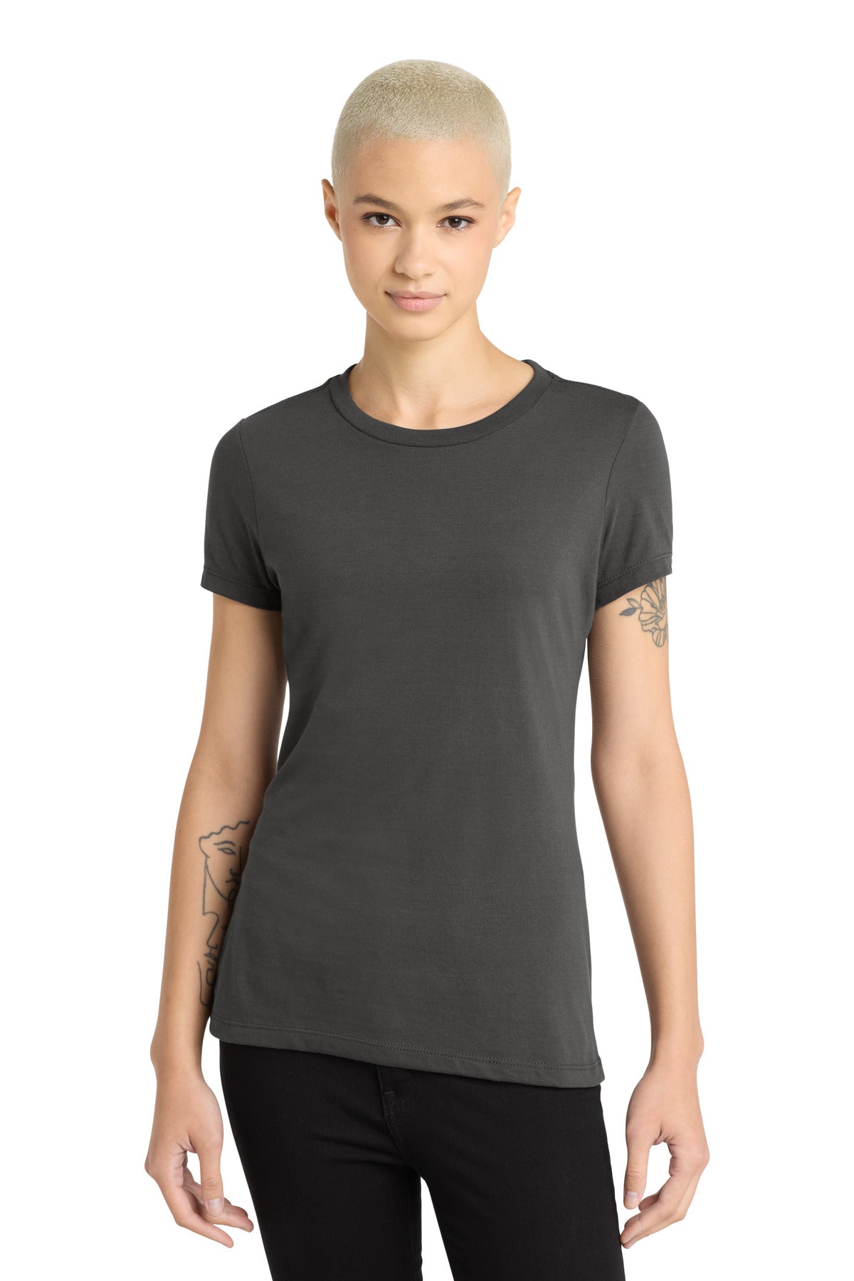 District Women's Perfect Blend CVC Tee. DM108L - Charcoal - front