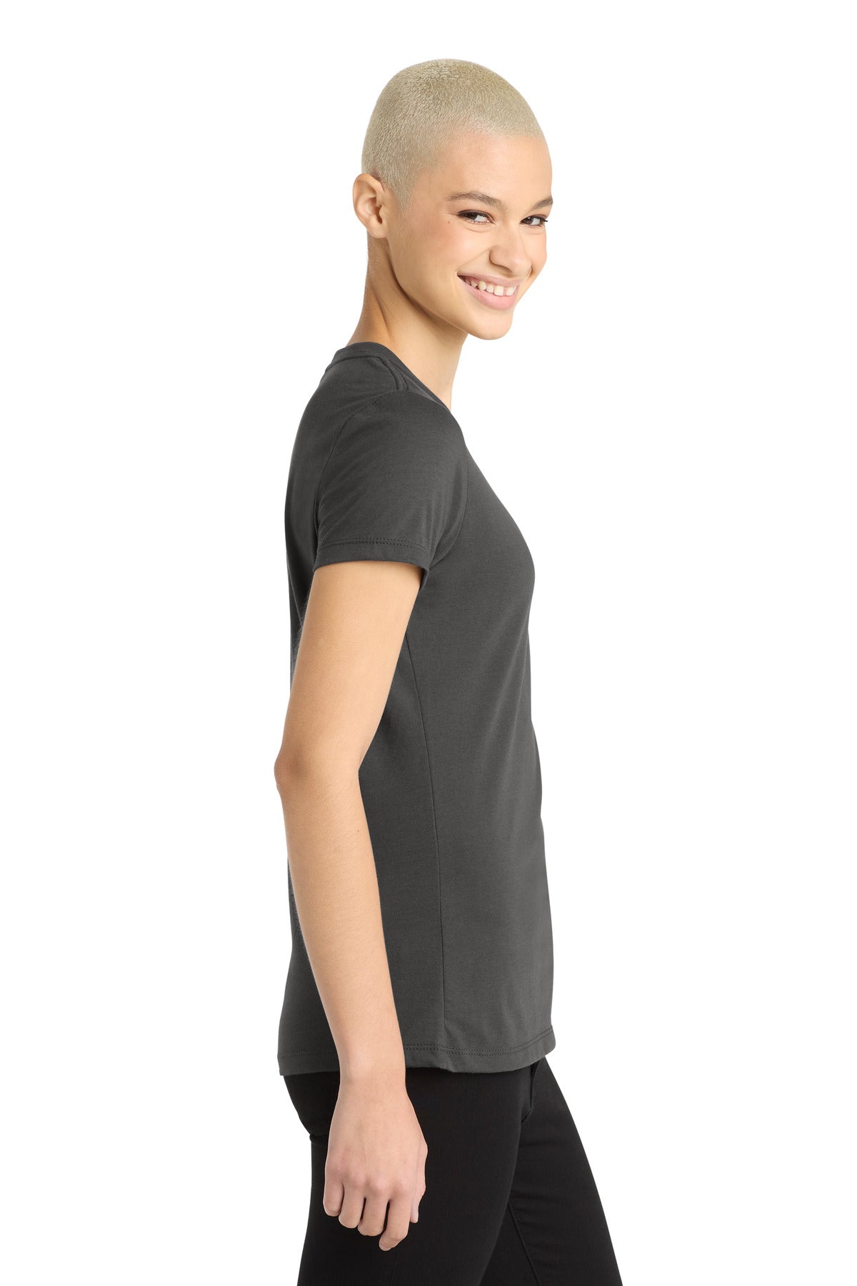 District Women's Perfect Blend CVC Tee. DM108L - Charcoal - side