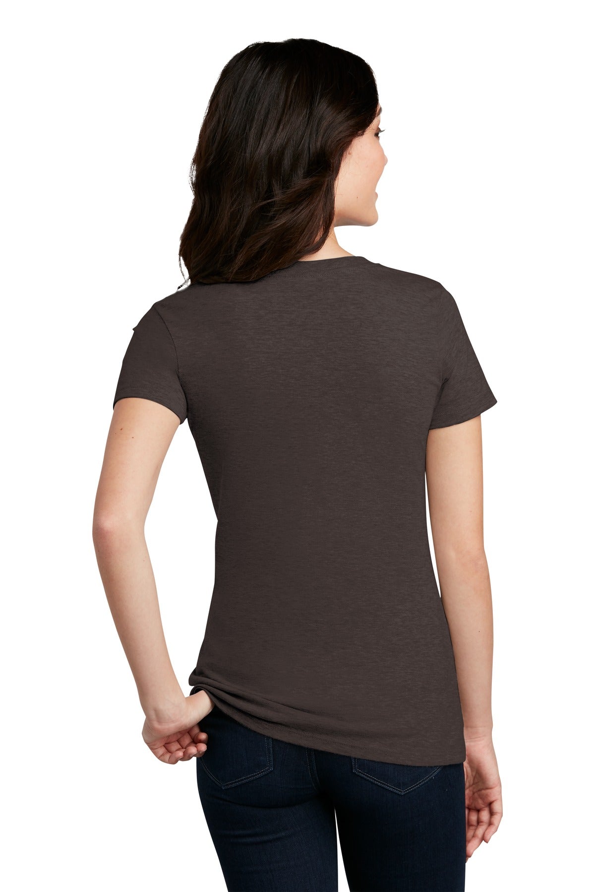 District Women's Perfect Blend CVC Tee. DM108L - Heathered Brown - back