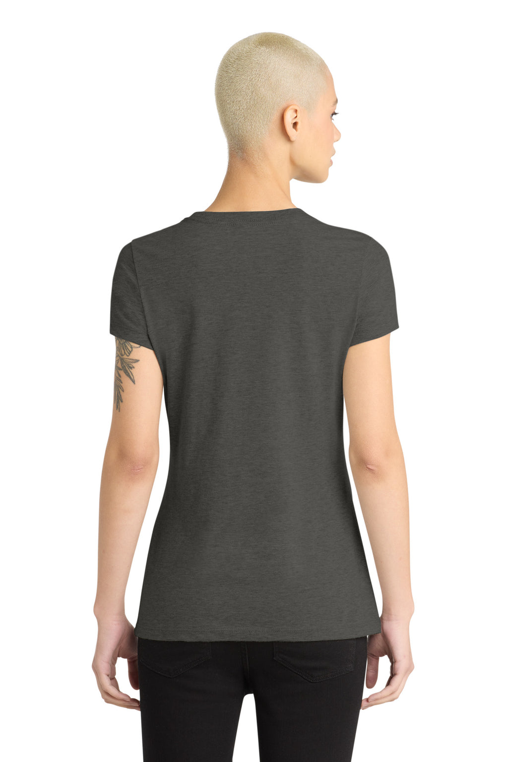 District Women's Perfect Blend CVC Tee. DM108L - Heathered Charcoal - back