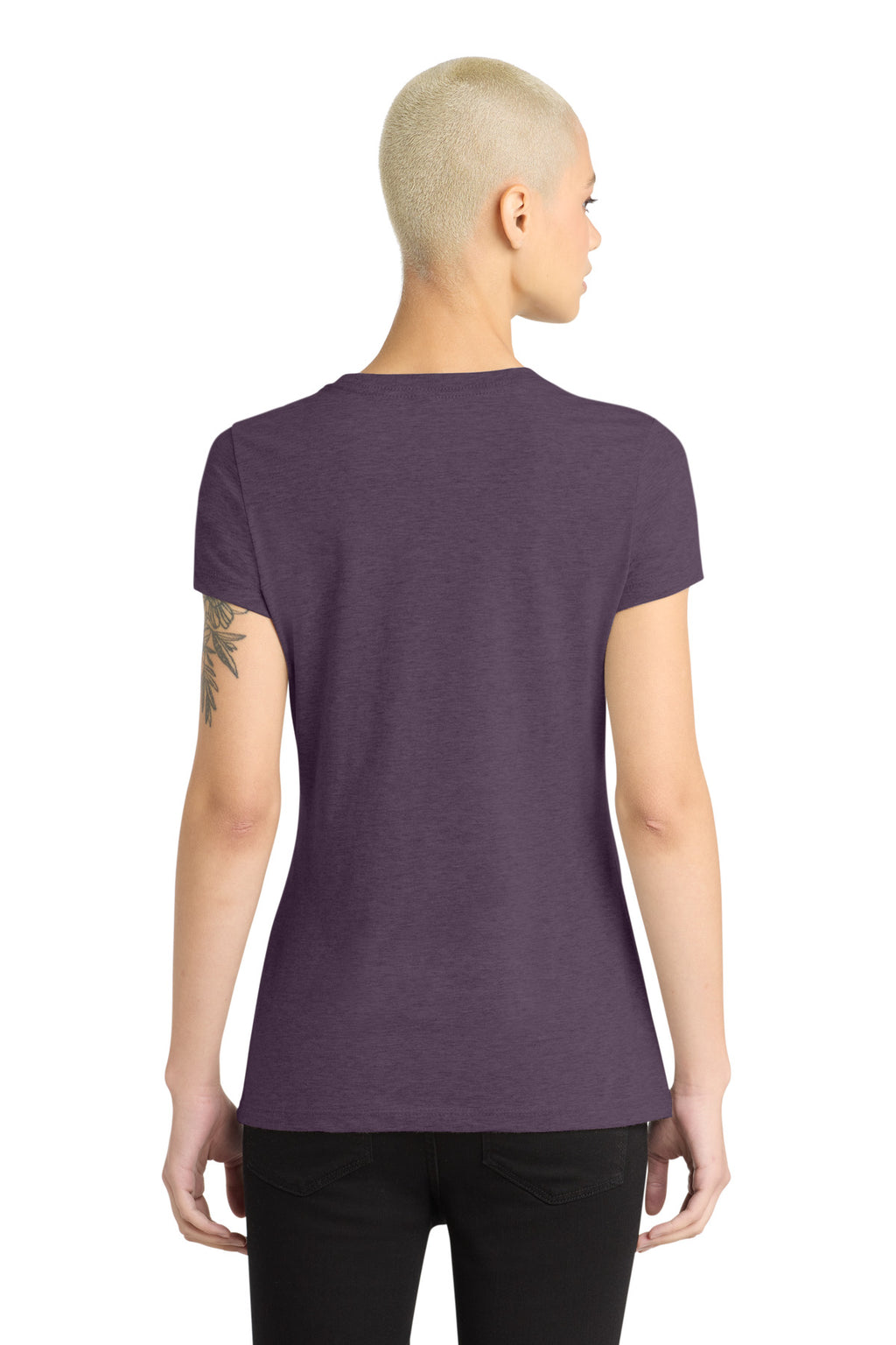 District Women's Perfect Blend CVC Tee. DM108L - Heathered Eggplant - back