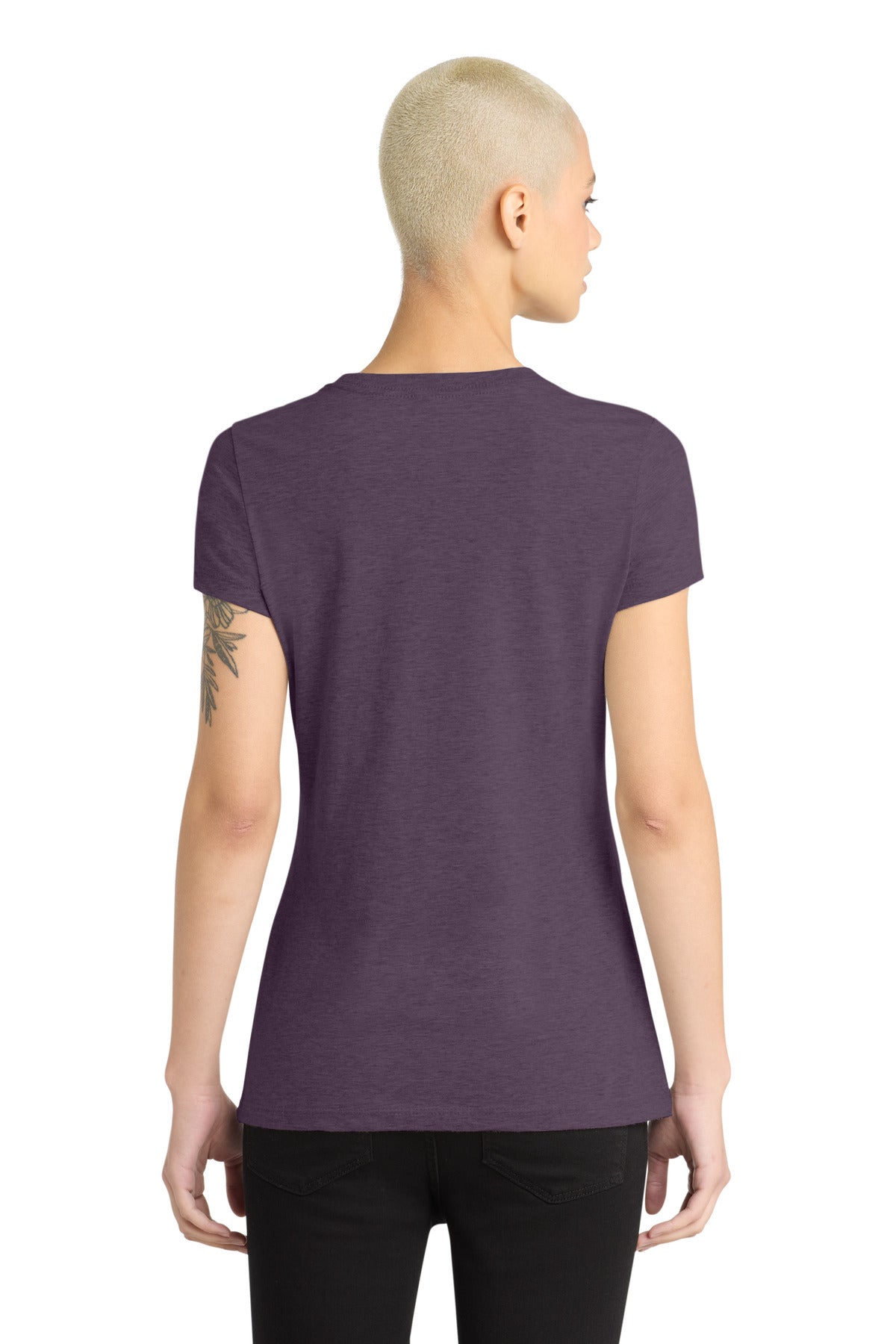 District Women's Perfect Blend CVC Tee. DM108L - Heathered Eggplant - back