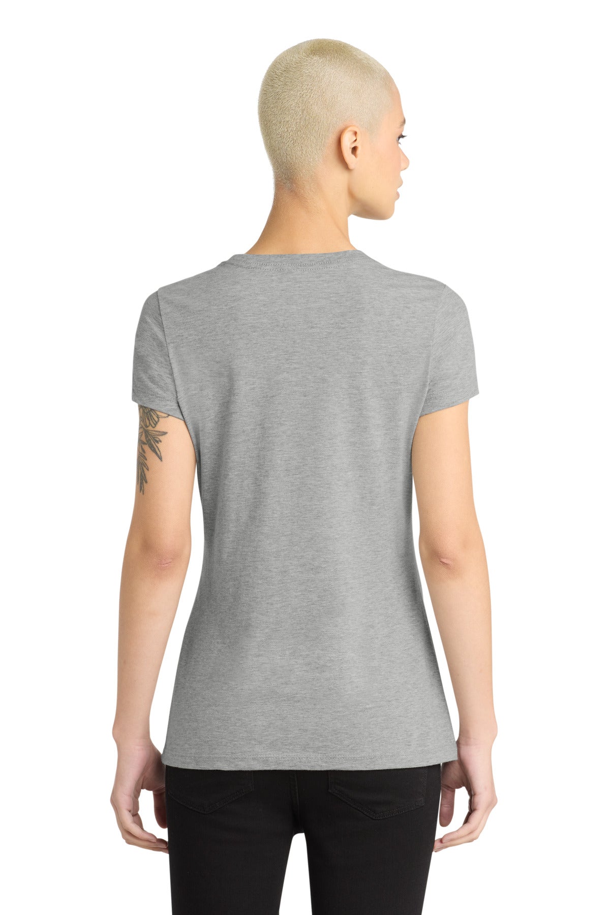 District Women's Perfect Blend CVC Tee. DM108L - Light Heather Grey - back