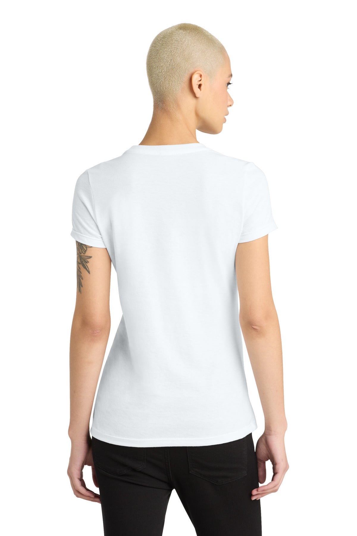 District Women's Perfect Blend CVC Tee. DM108L - White - back