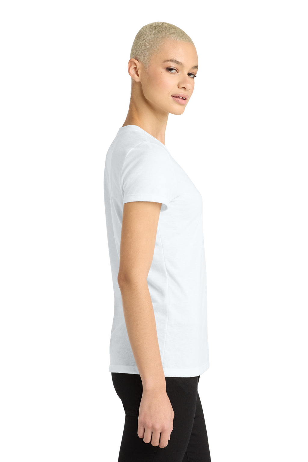 District Women's Perfect Blend CVC Tee. DM108L - White - side