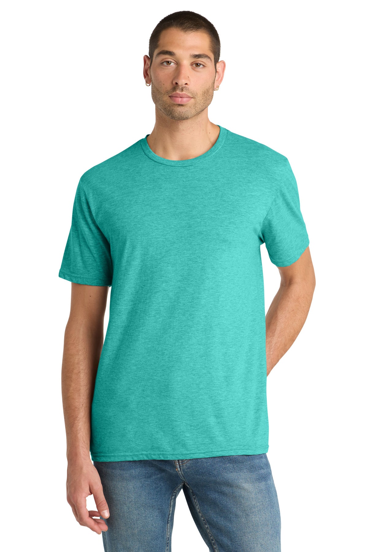 District Perfect Blend CVC Tee. DM108 - Aqua Heather - front