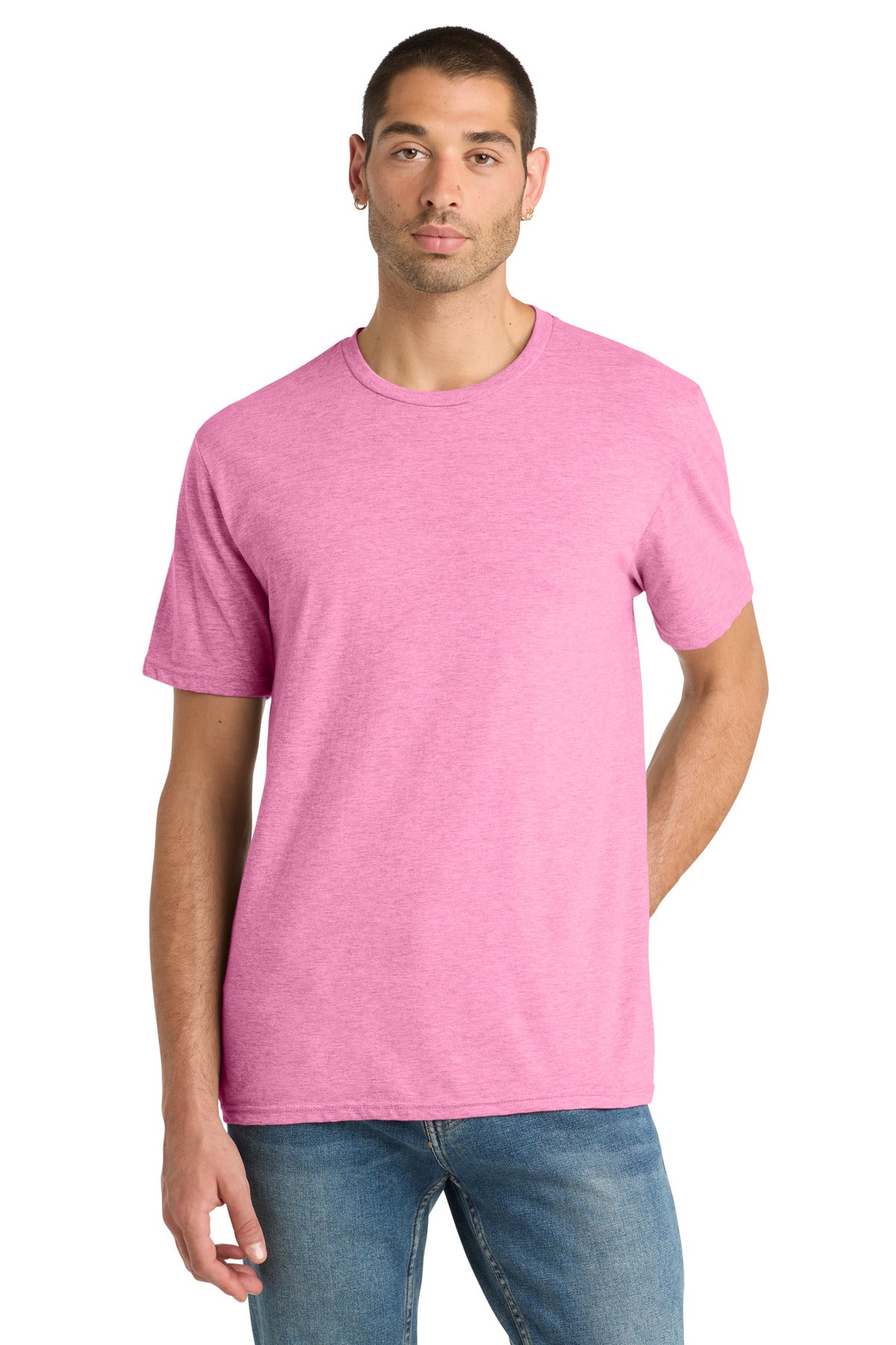District Perfect Blend CVC Tee. DM108 - Awareness Pink Heather - front