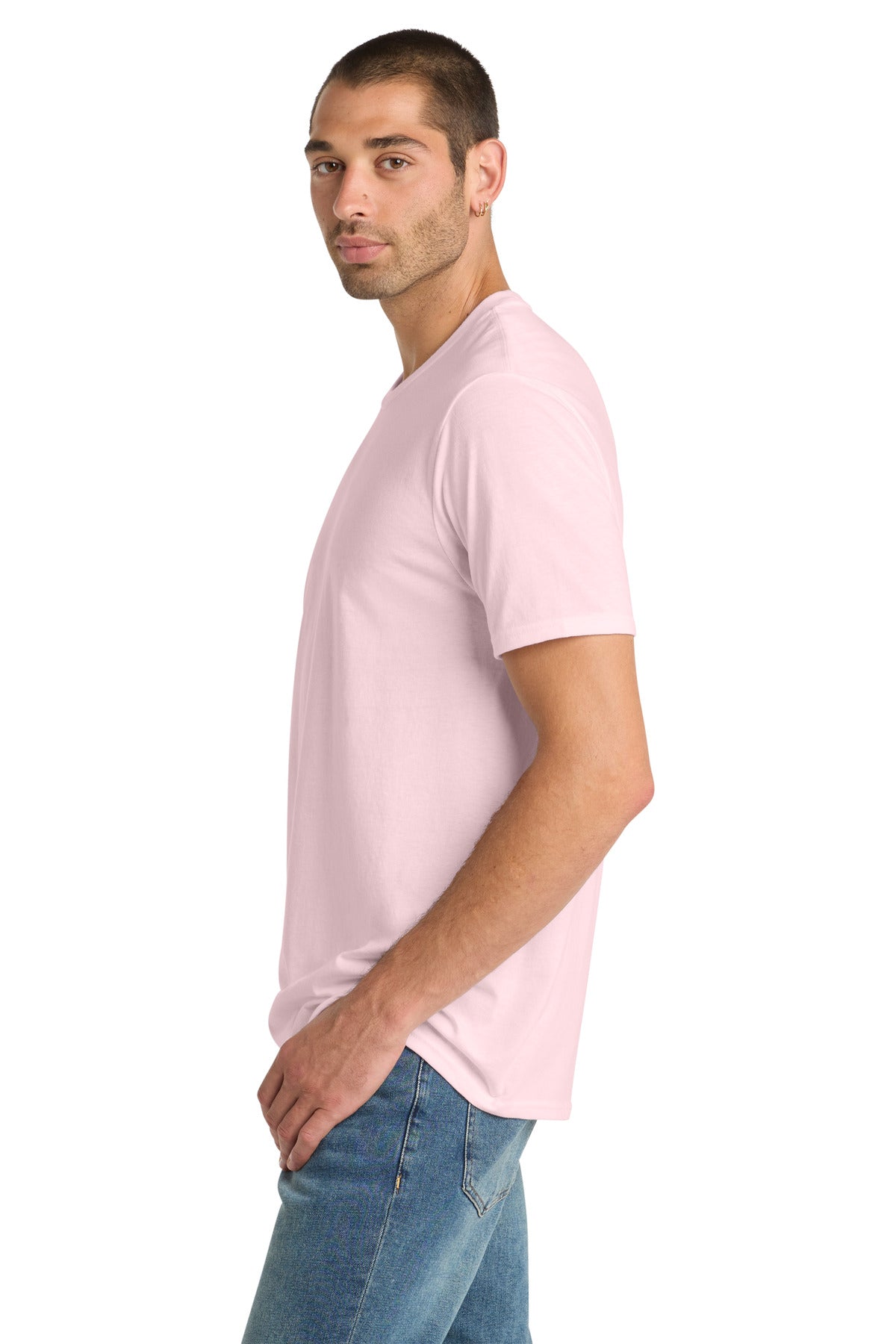 District Perfect Blend CVC Tee. DM108 - Carnation Pink - side