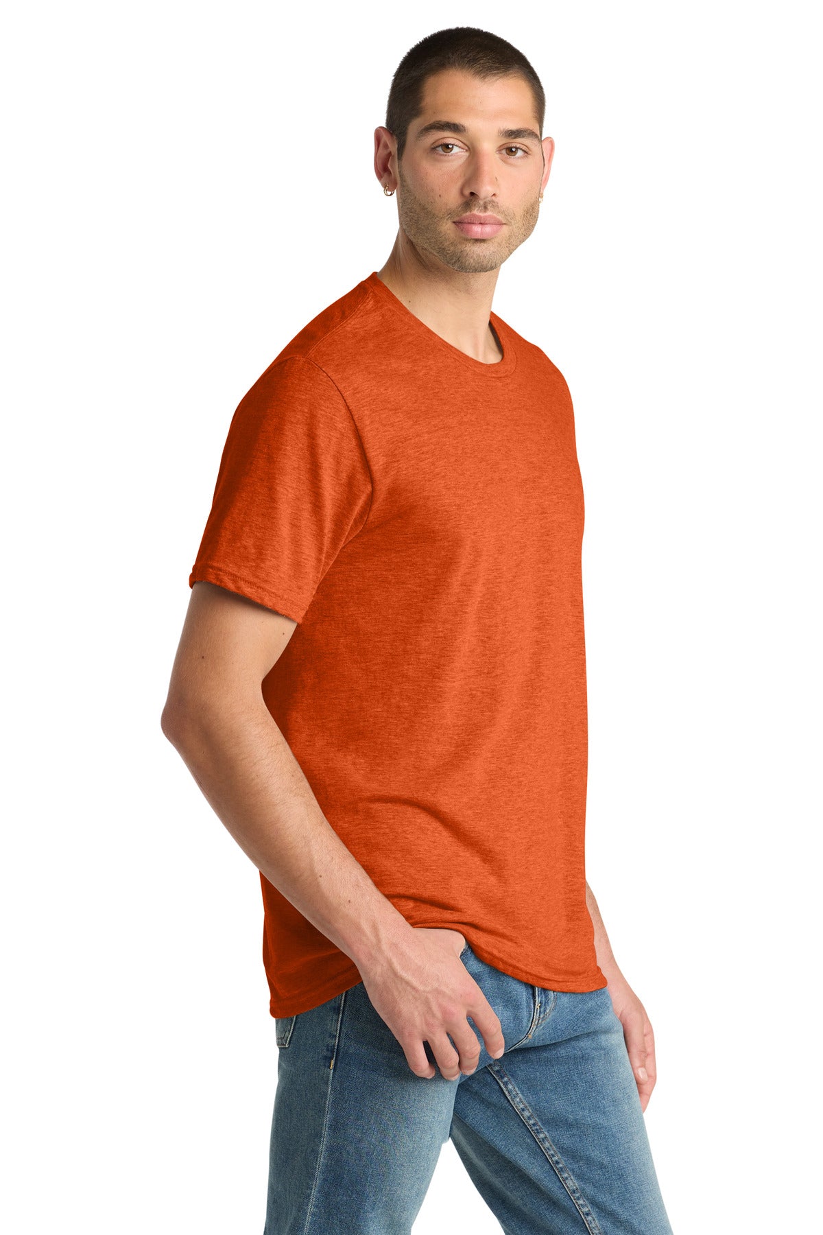 District Perfect Blend CVC Tee. DM108 - Deep Orange Heather - side
