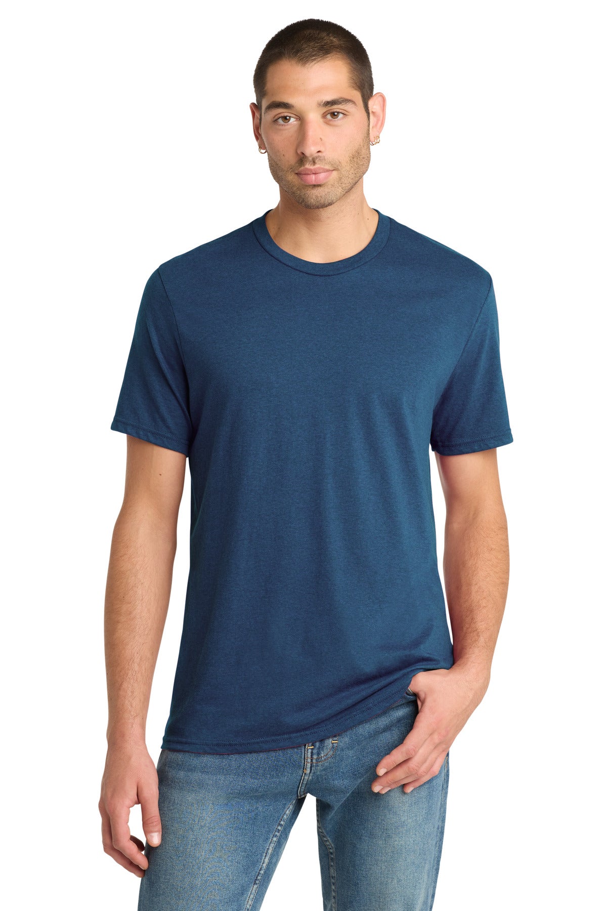 District Perfect Blend CVC Tee. DM108 - Deep Royal Fleck - front