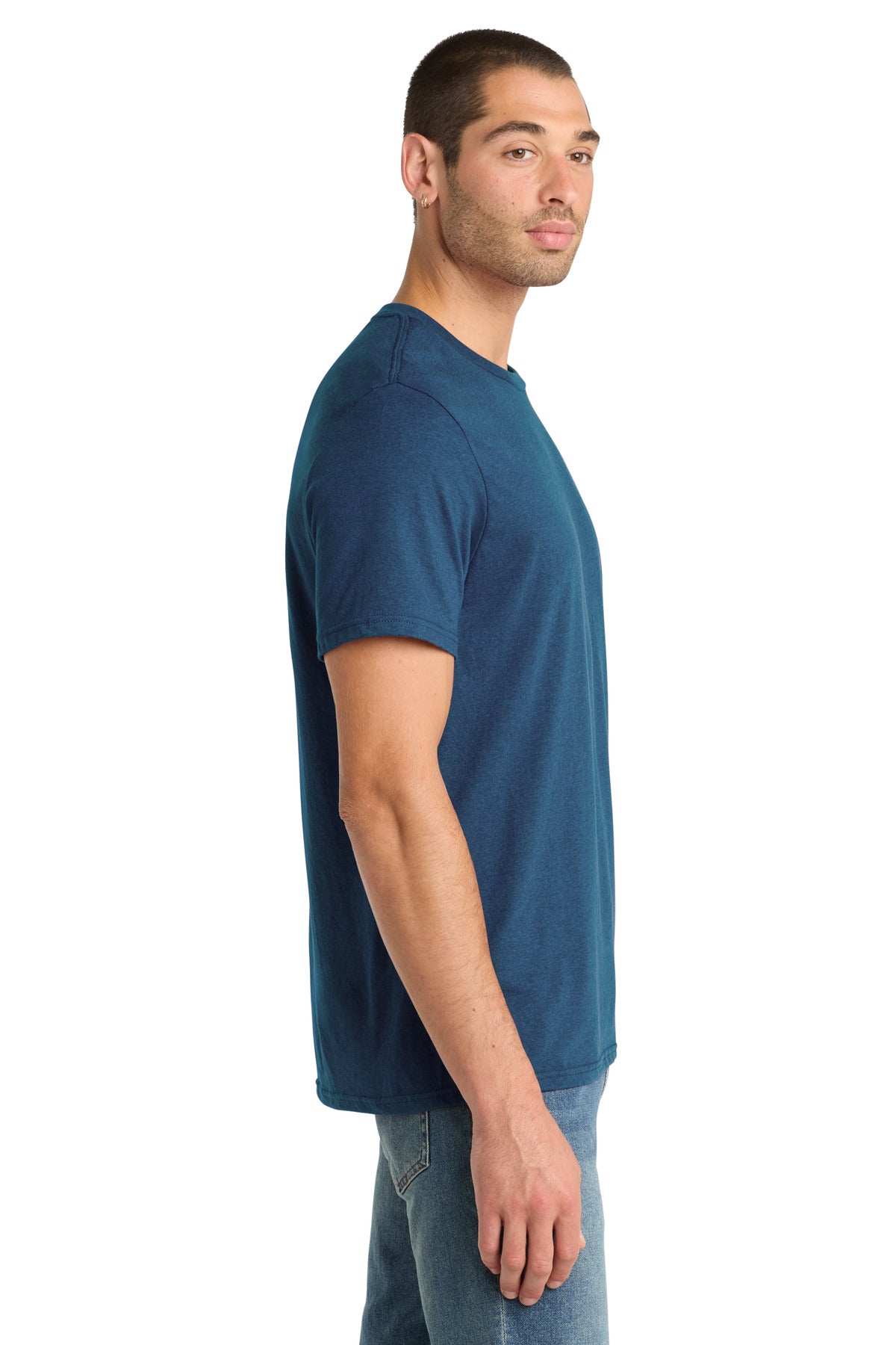 District Perfect Blend CVC Tee. DM108 - Deep Royal Fleck - side