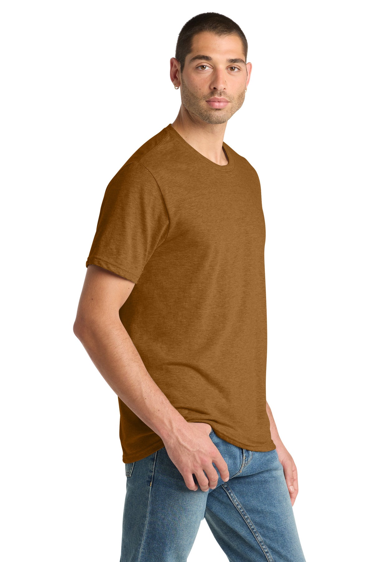 District Perfect Blend CVC Tee. DM108 - Duck Brown Heather - side