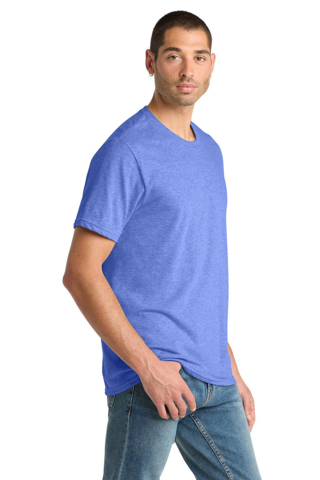 District Perfect Blend CVC Tee. DM108 - Electric Purple Heather - side