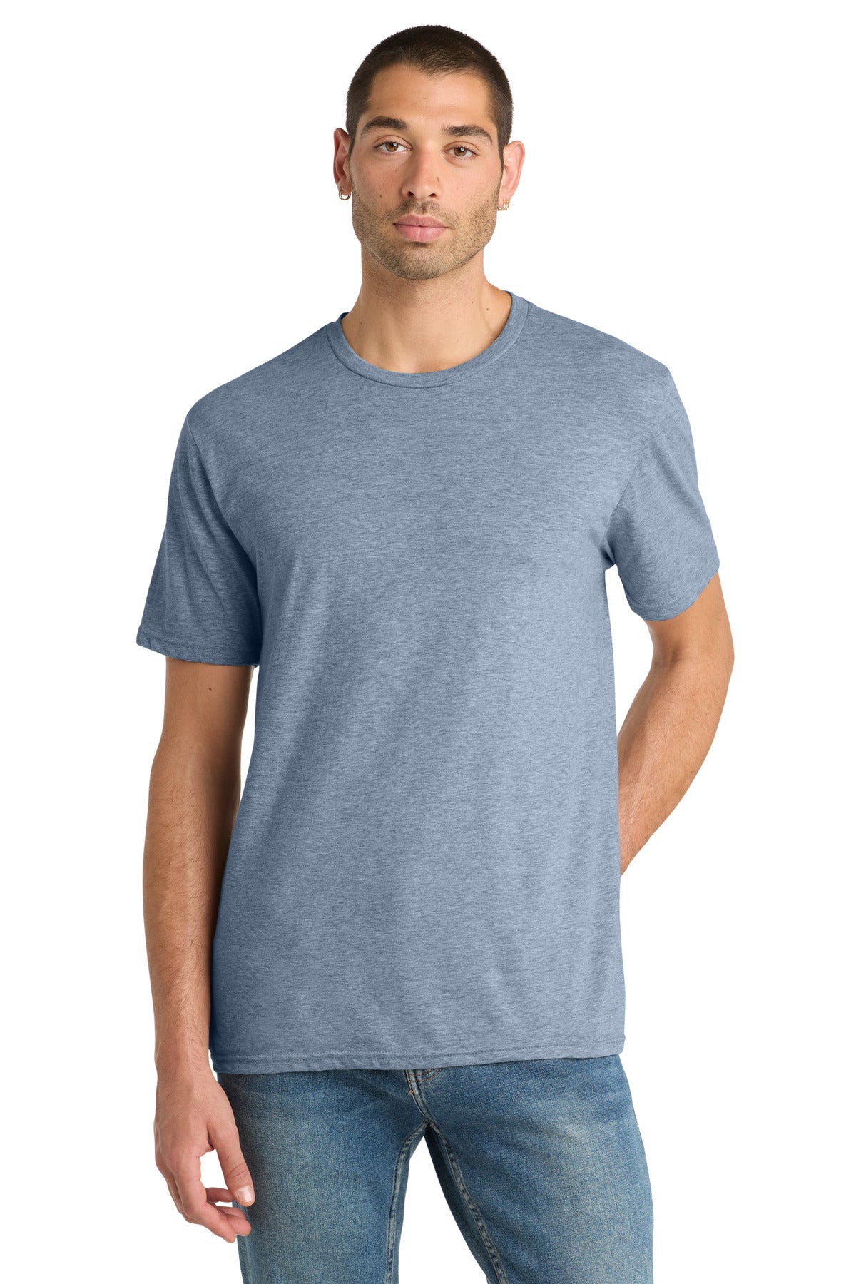 District Perfect Blend CVC Tee. DM108 - Flint Blue Heather - front