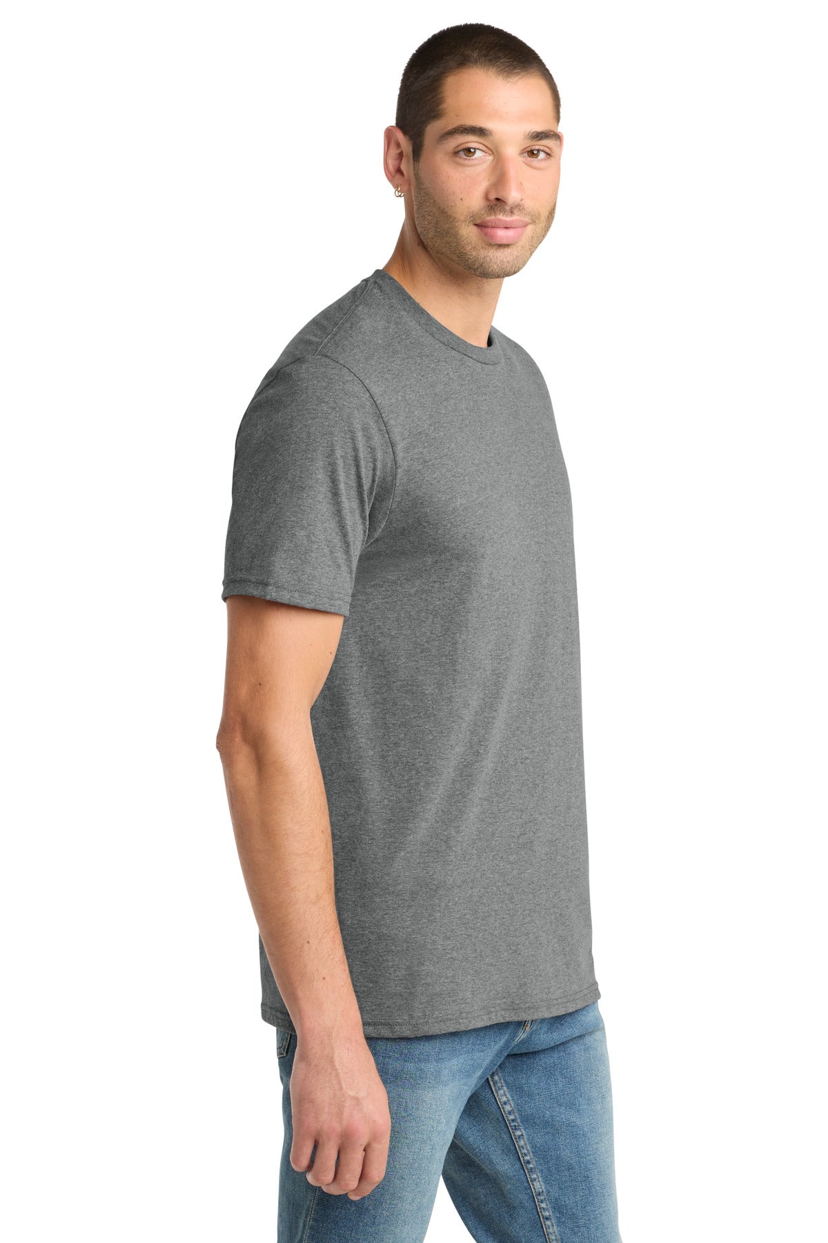 District Perfect Blend CVC Tee. DM108 - Grey Frost - side