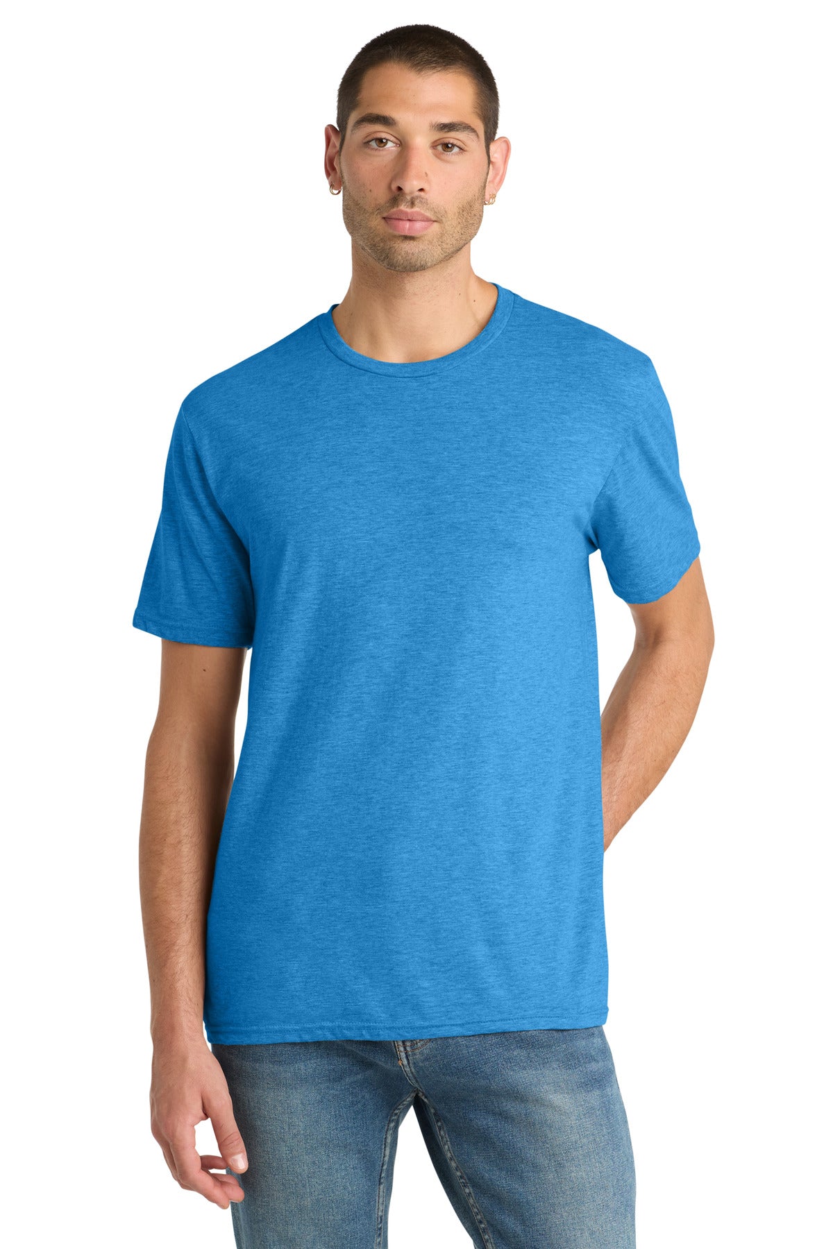 District Perfect Blend CVC Tee. DM108 - Heathered Bright Turquoise - front