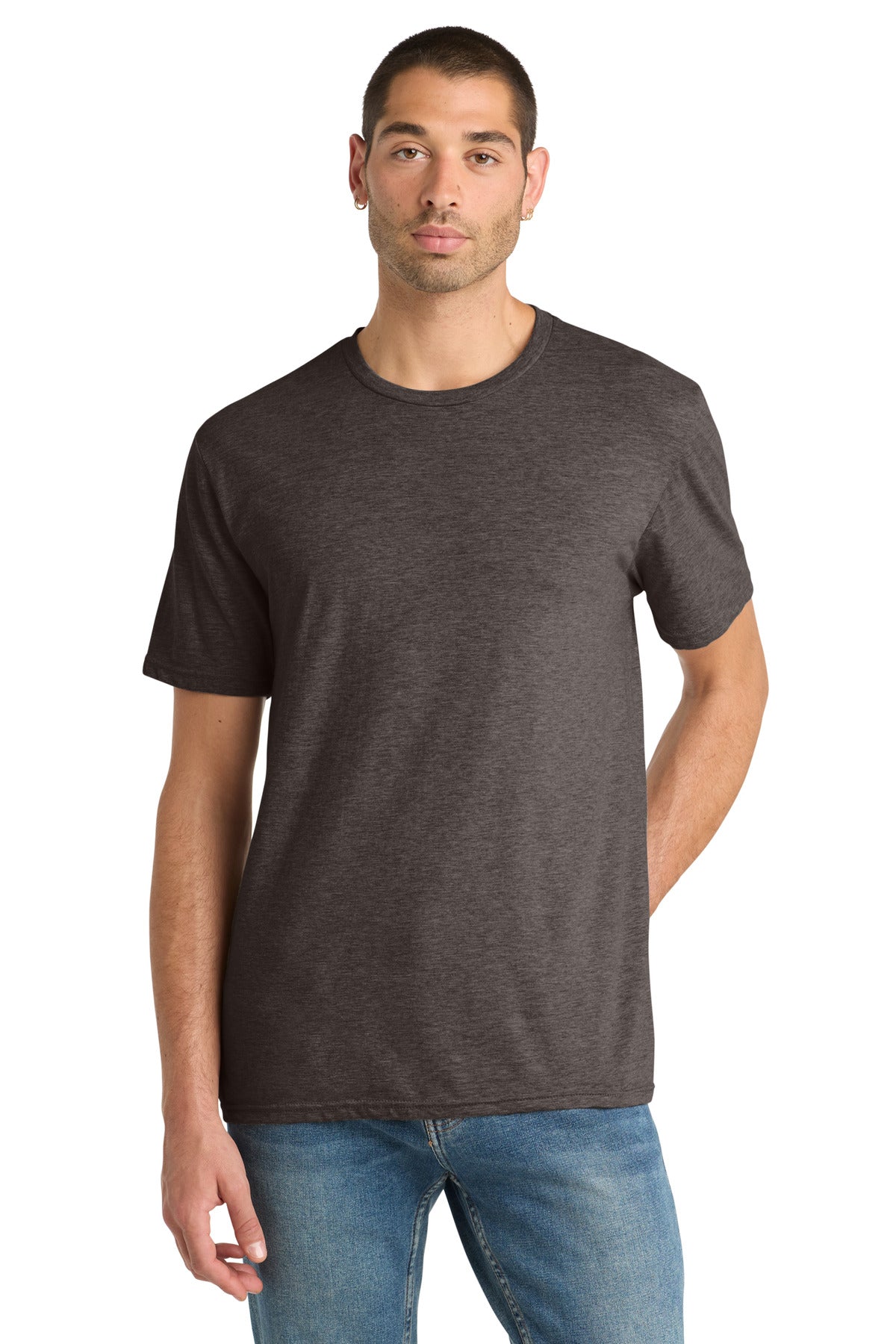 District Perfect Blend CVC Tee. DM108 - Heathered Brown - front